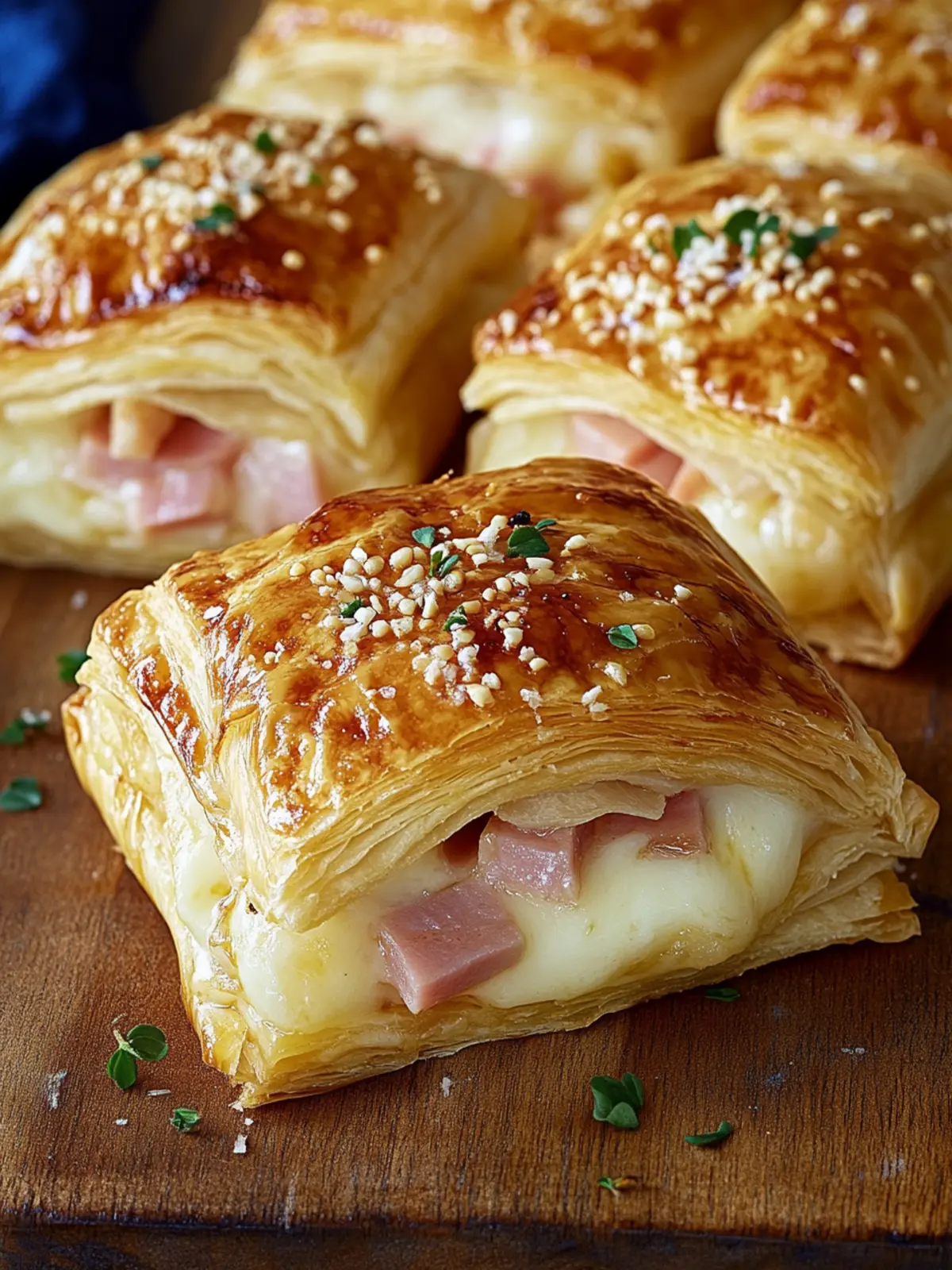 Puff pastry filled with ham and cheese