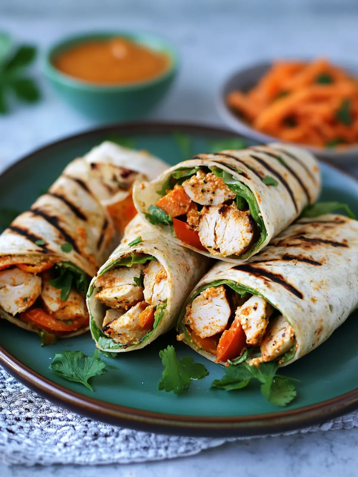 Gegrillte Garnelen-Wraps mit rotem Paprika-Artischocken-Pesto