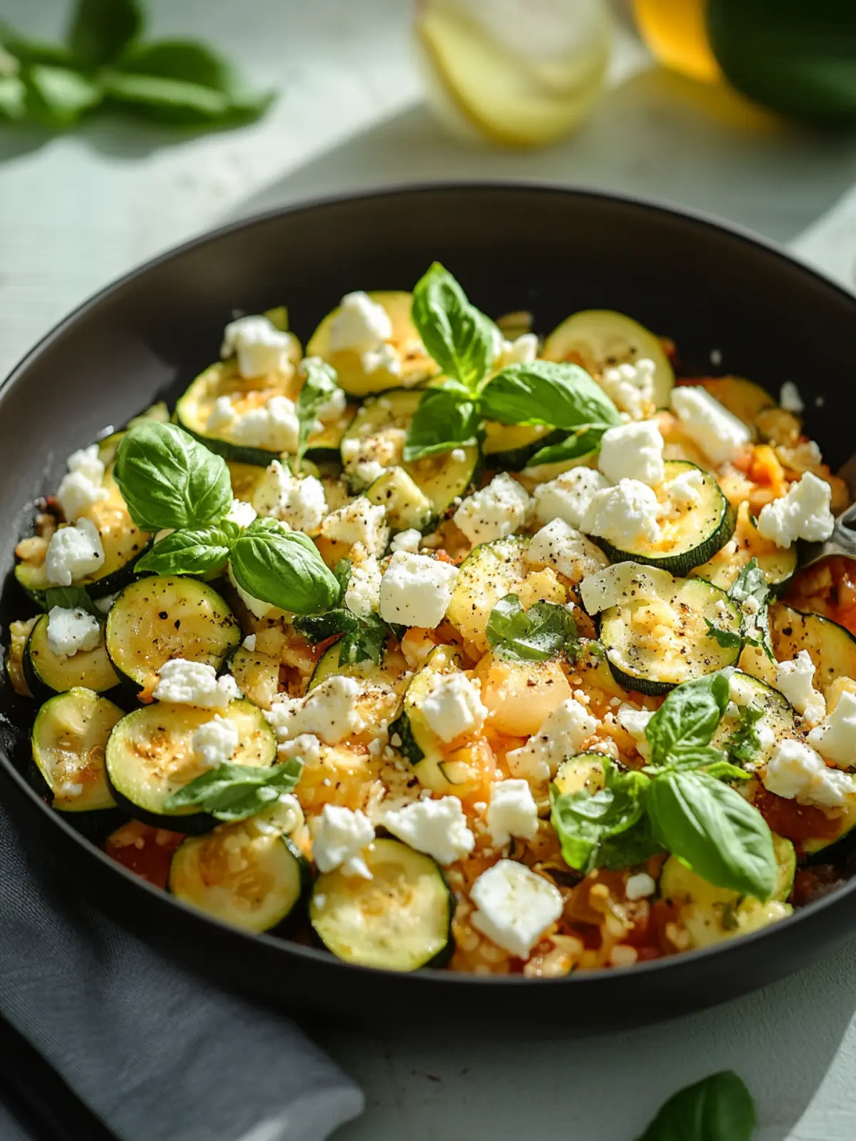 Mediterrane Reispfanne mit Zucchini und Feta: leckere Resteküche