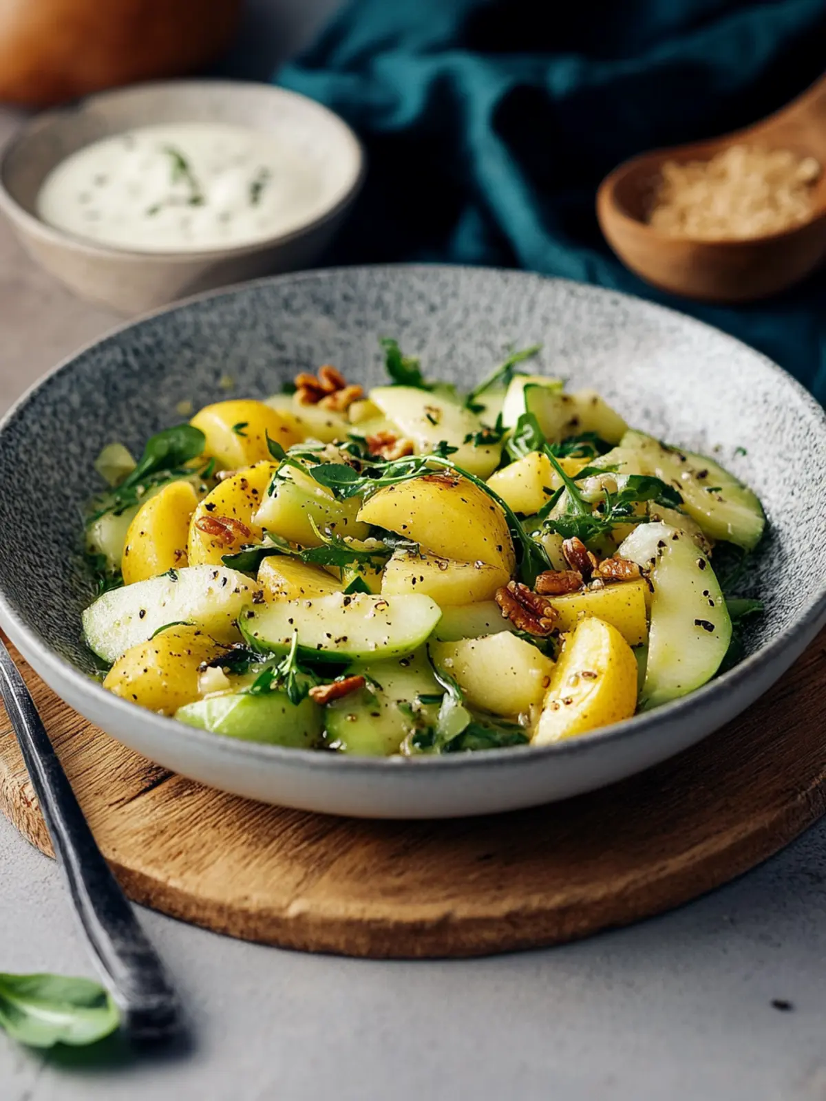 Leichte Kost – Kohlrabisalat mit Apfel und Joghurtdressing