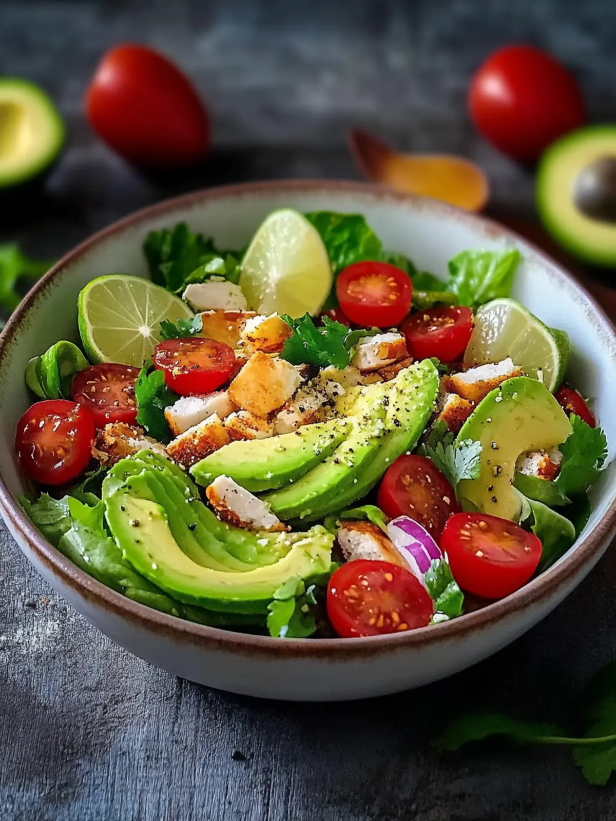 Avocado-Hähnchen-Salat mit Limetten-Dressing