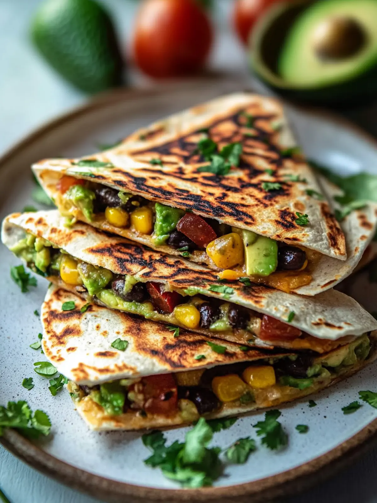 Vegane Quesadillas mit schwarzen Bohnen und Avocado Rezept