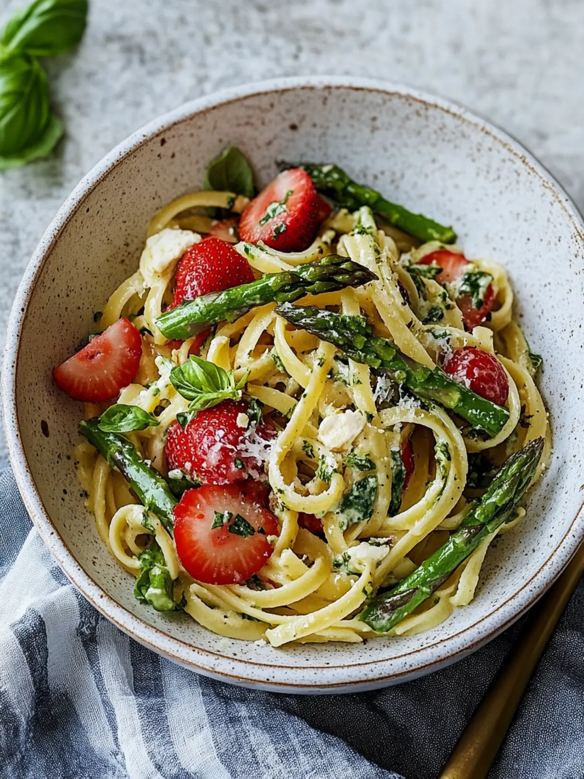 Our new favorite recipe: Quick pasta with asparagus & strawberries - fruit meets savory