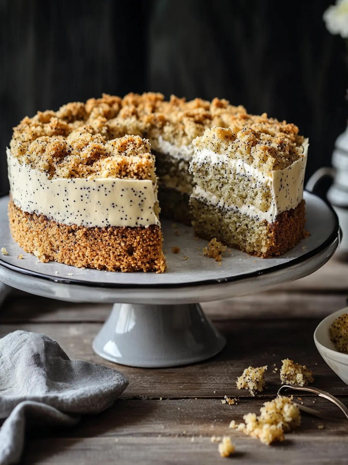 This poppy seed crumb cake puts you directly in the mood for cake