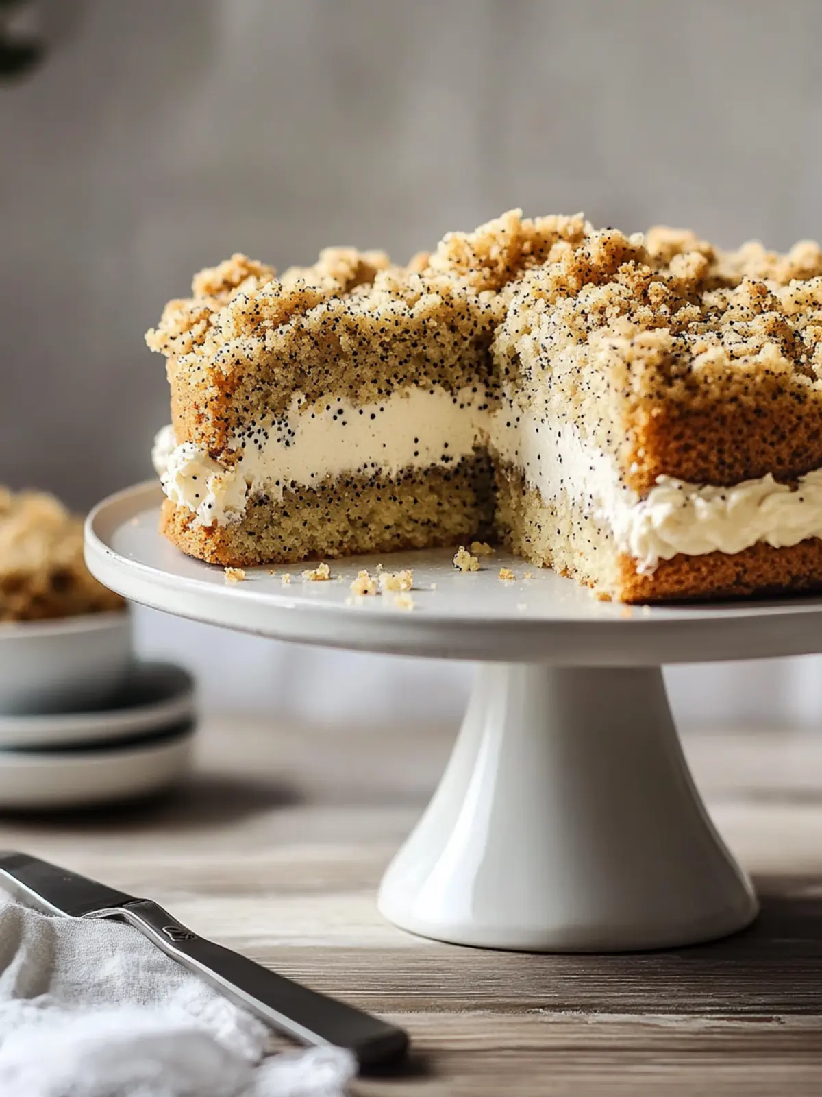 This poppy seed crumb cake puts you directly in the mood for cake