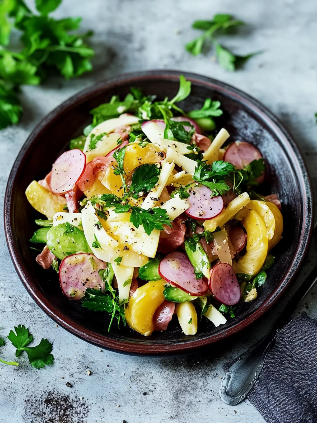 Schweizer Wurstsalat mit Käse