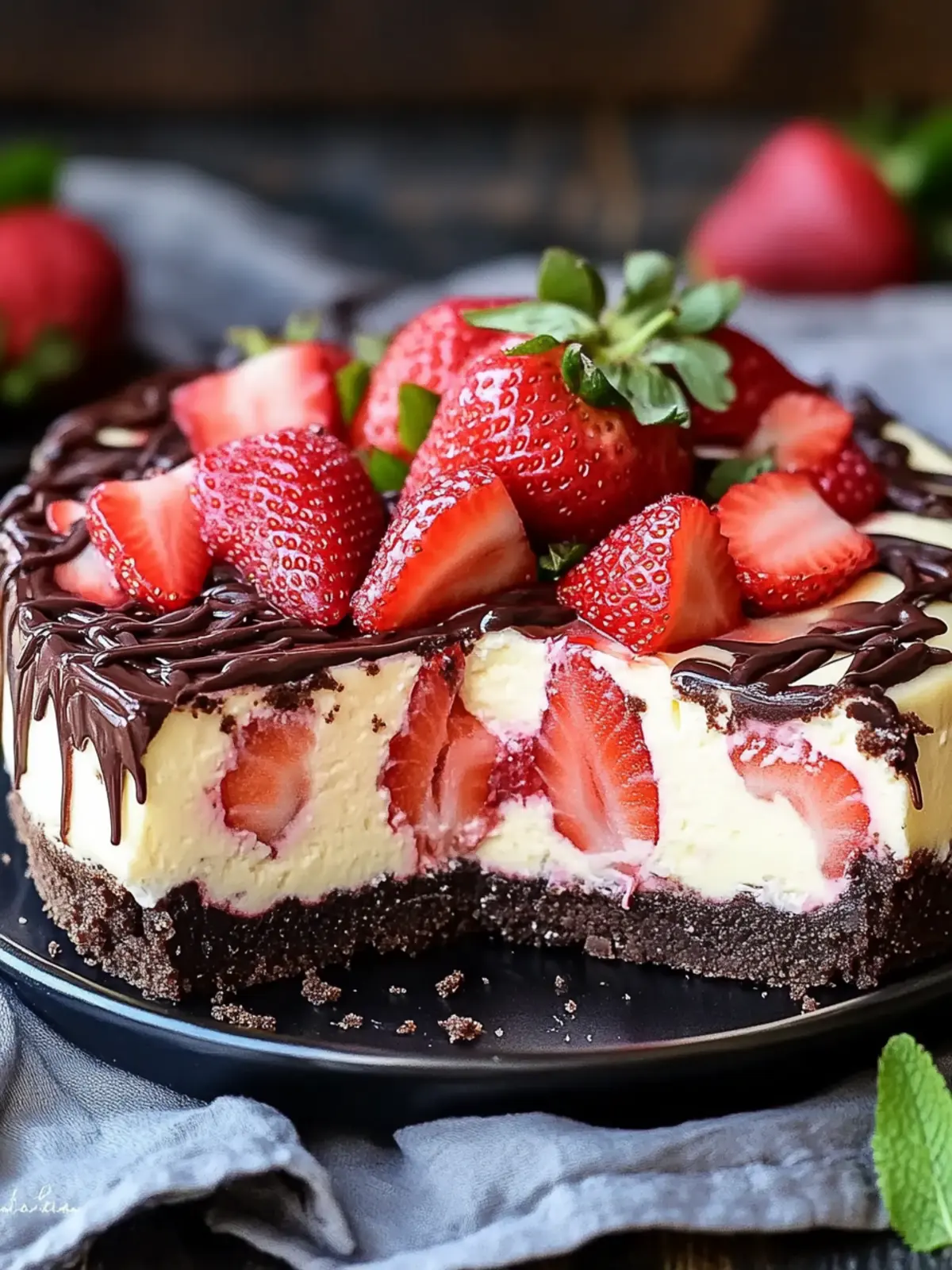 Creamy chocolate strawberry swirl cheesecake – irresistible
