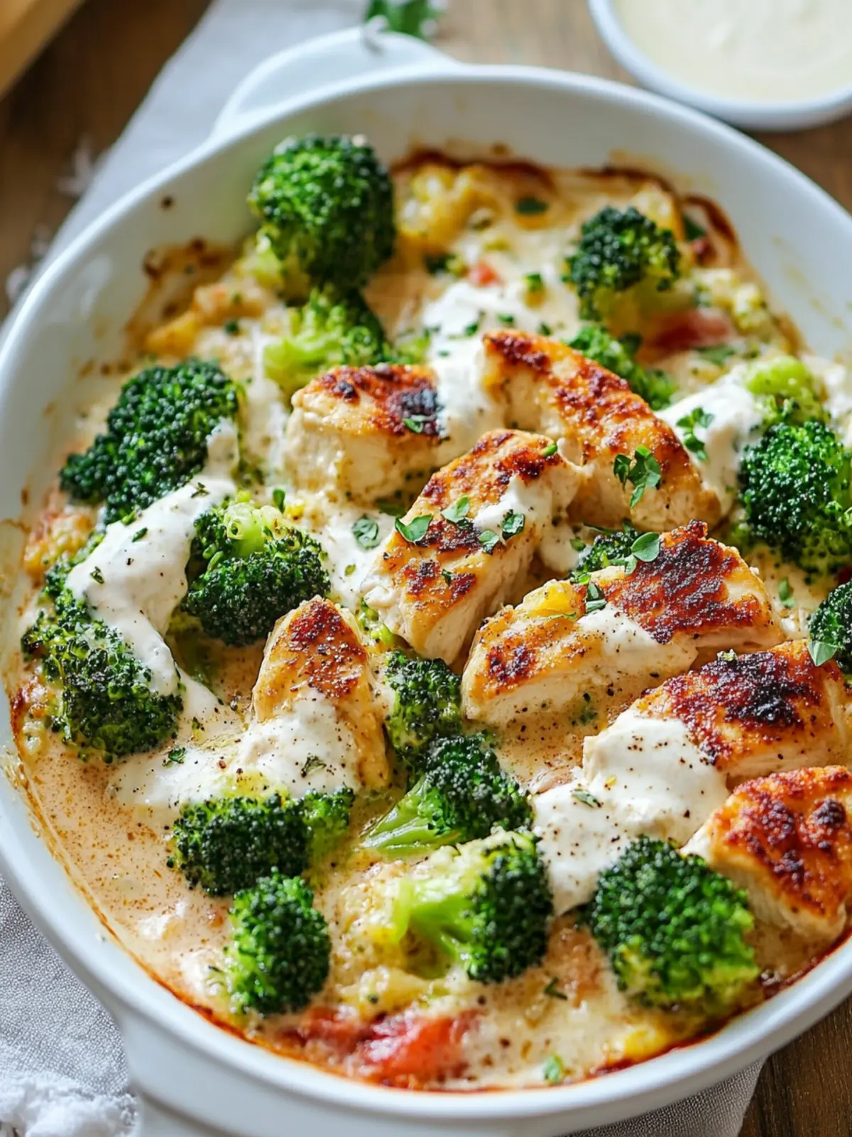 Chicken-Broccoli-Casserole with creamy sauce – Low Carb recipe for quick lunch