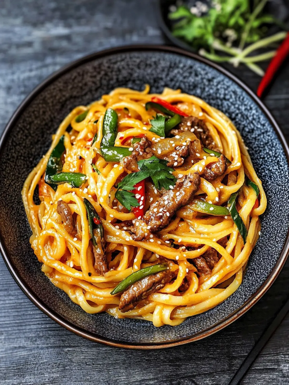 Mongolisches Hackfleisch Pasta