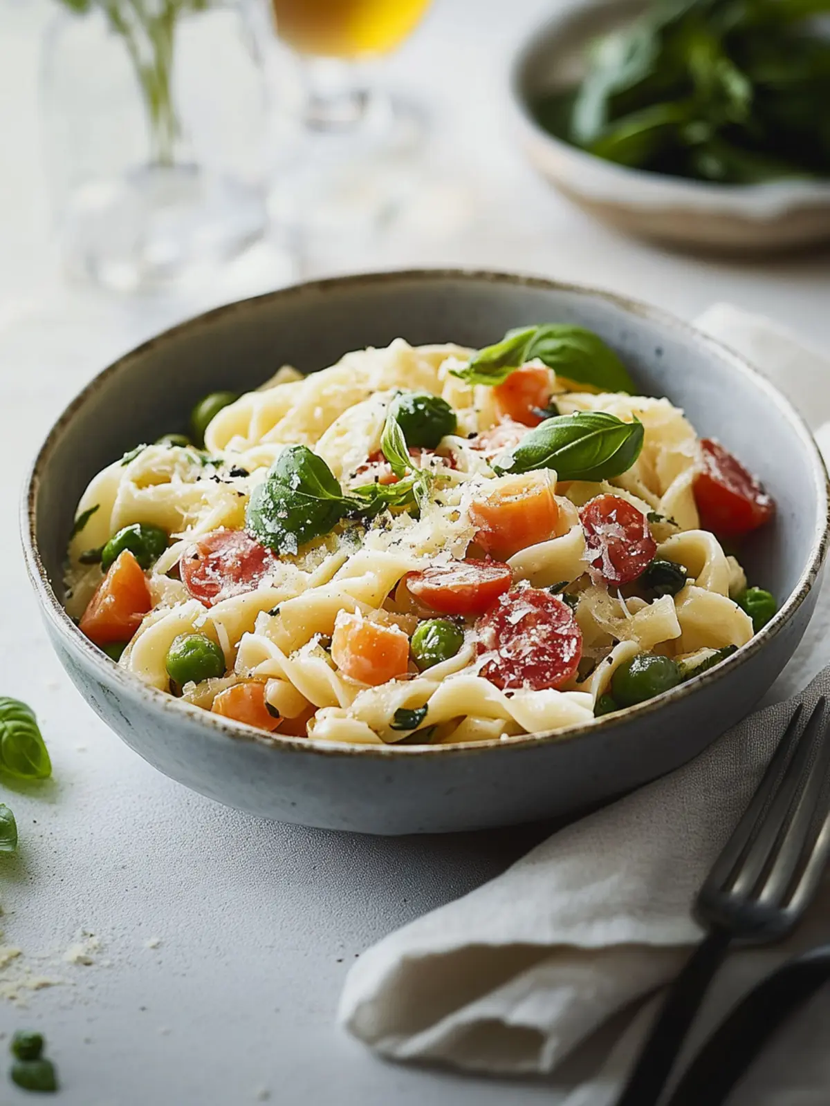 Ein-Topf Garnelen Pasta Primavera