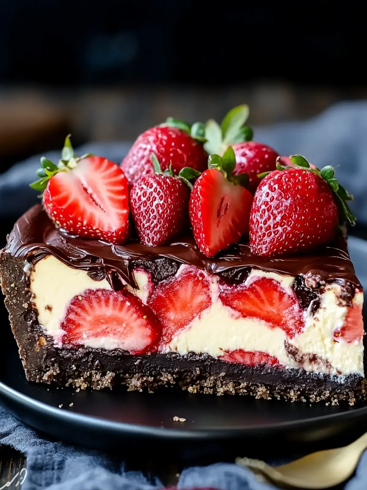 Creamy chocolate strawberry swirl cheesecake – irresistible