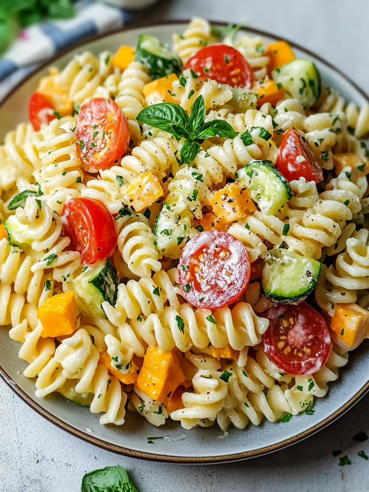 Leichter Nudelsalat mit Joghurt-Dressing