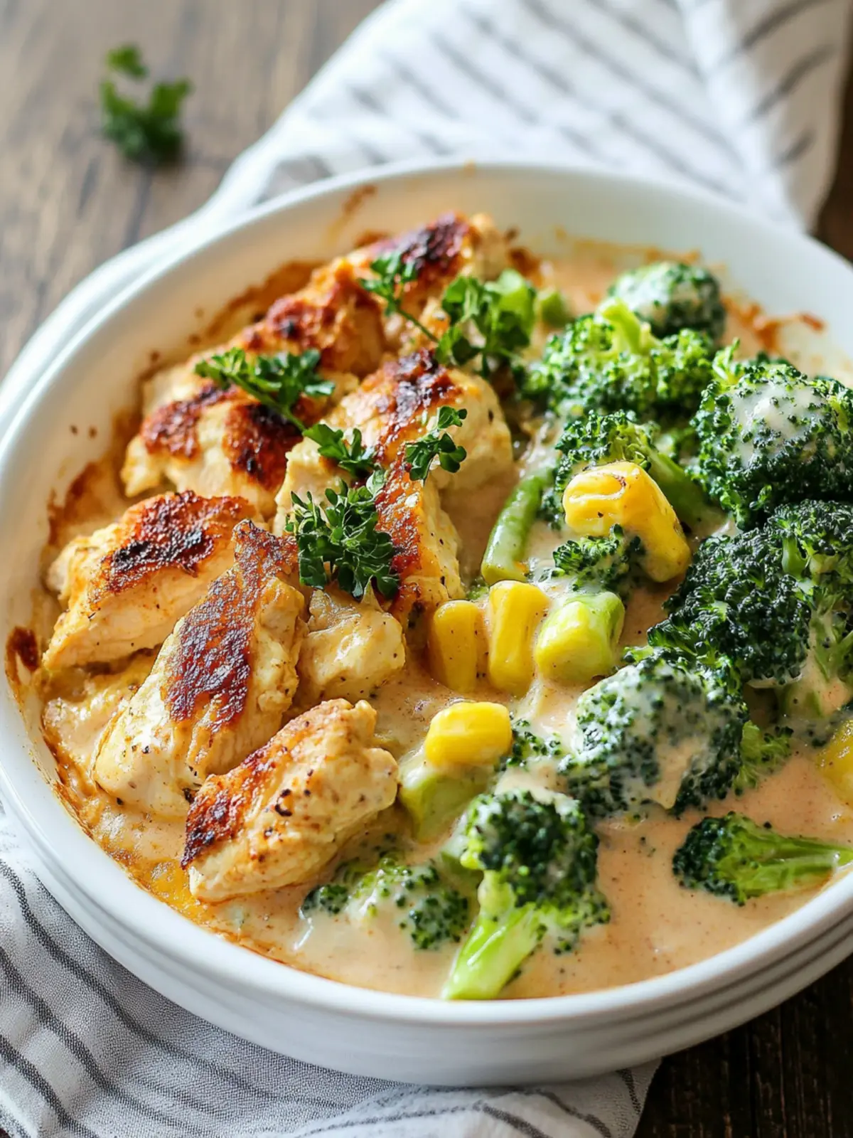 Chicken-Broccoli-Casserole with creamy sauce – Low Carb recipe for quick lunch
