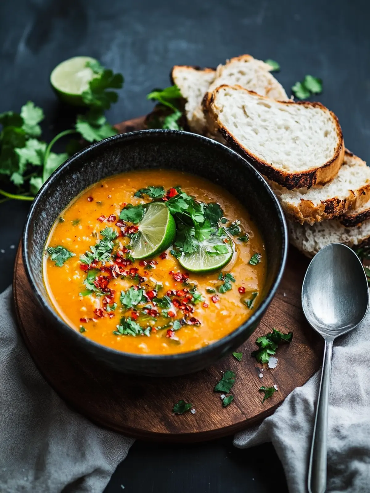 Curry-Kokos-Suppe mit roten Linsen