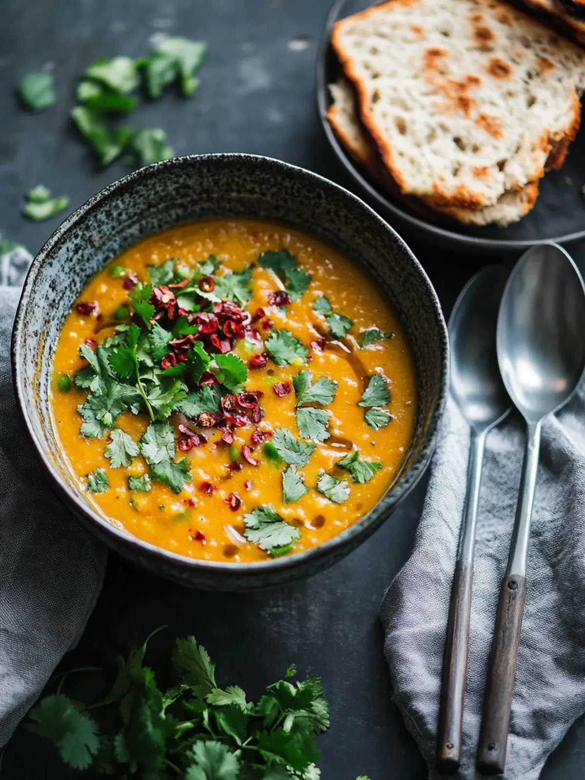 Curry-Kokos-Suppe mit roten Linsen