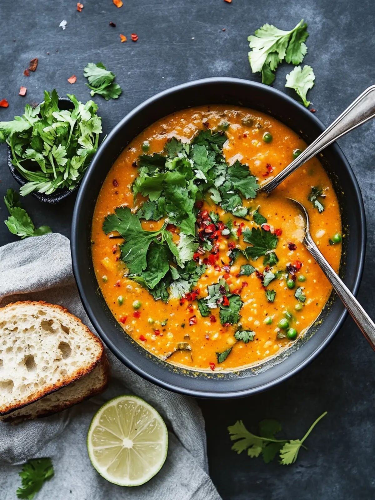Curry-Kokos-Suppe mit roten Linsen