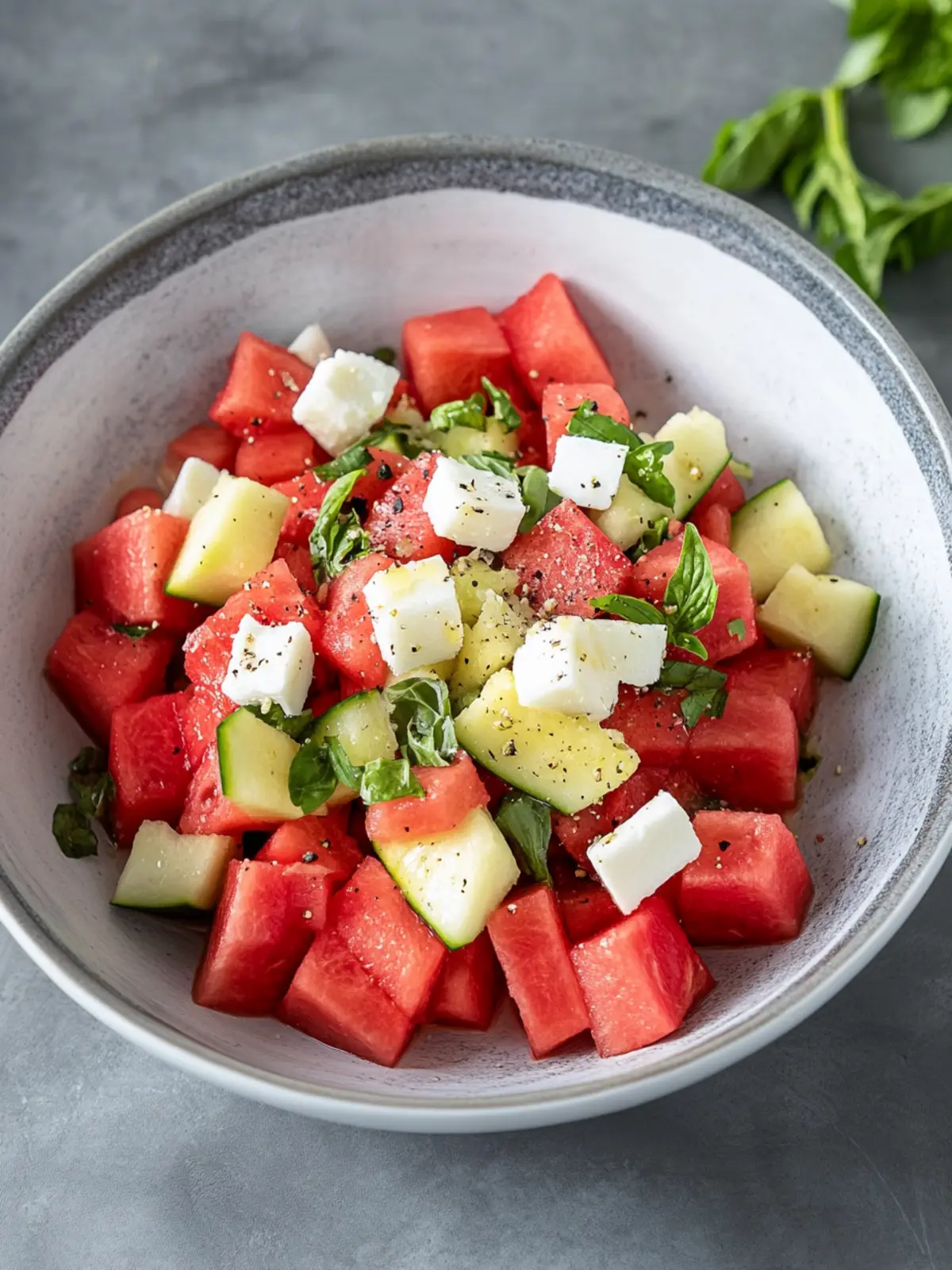 Griechischer Wassermelonen-Feta-Salat