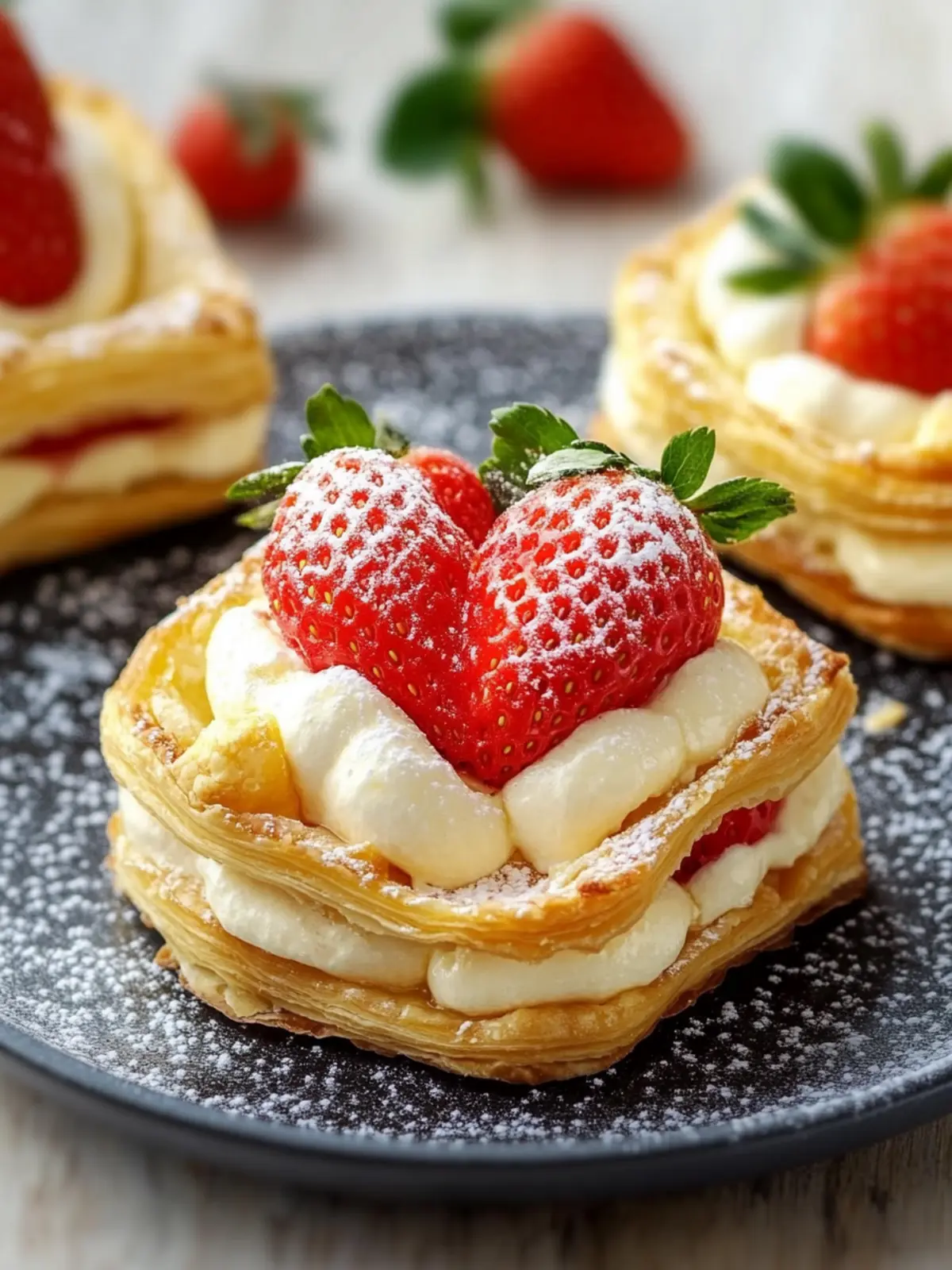 Strawberry time with heart: puff pastry, vanilla pudding & a lot of love