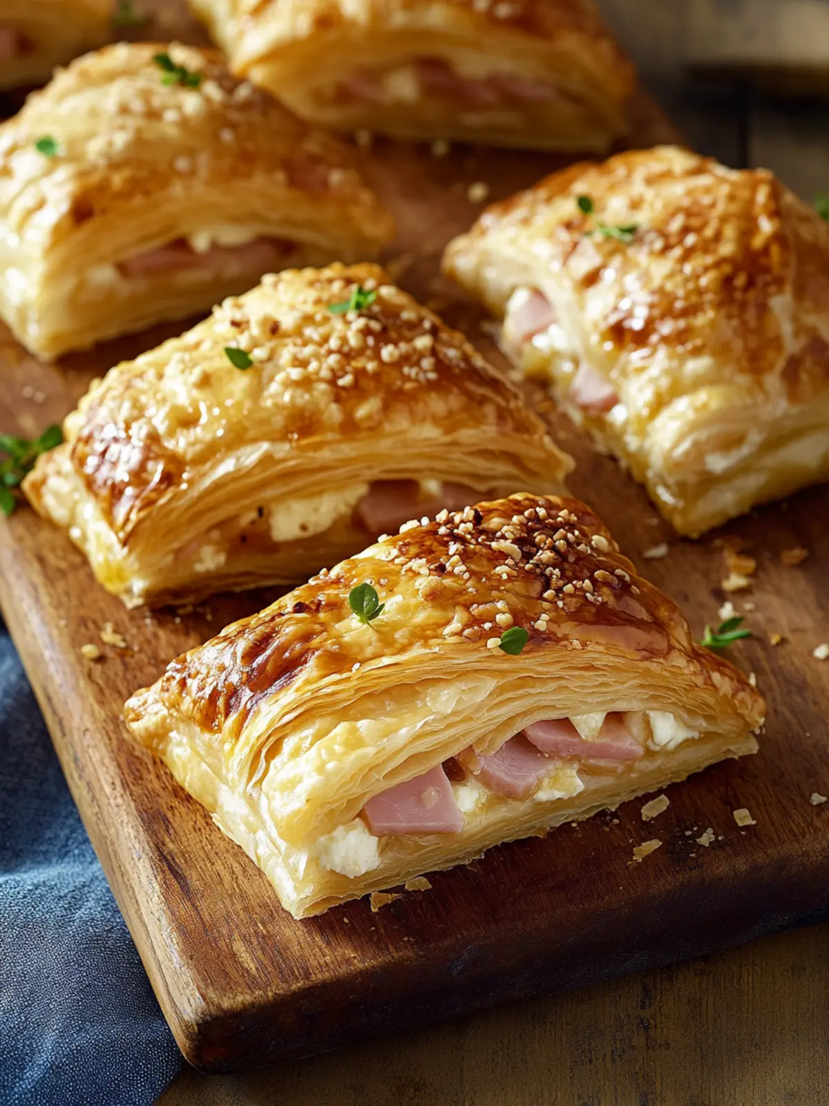 Puff pastry filled with ham and cheese: A classic snack with a modern twist