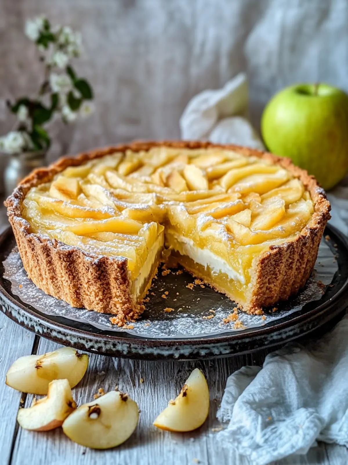 Apfelkuchen mit Pudding