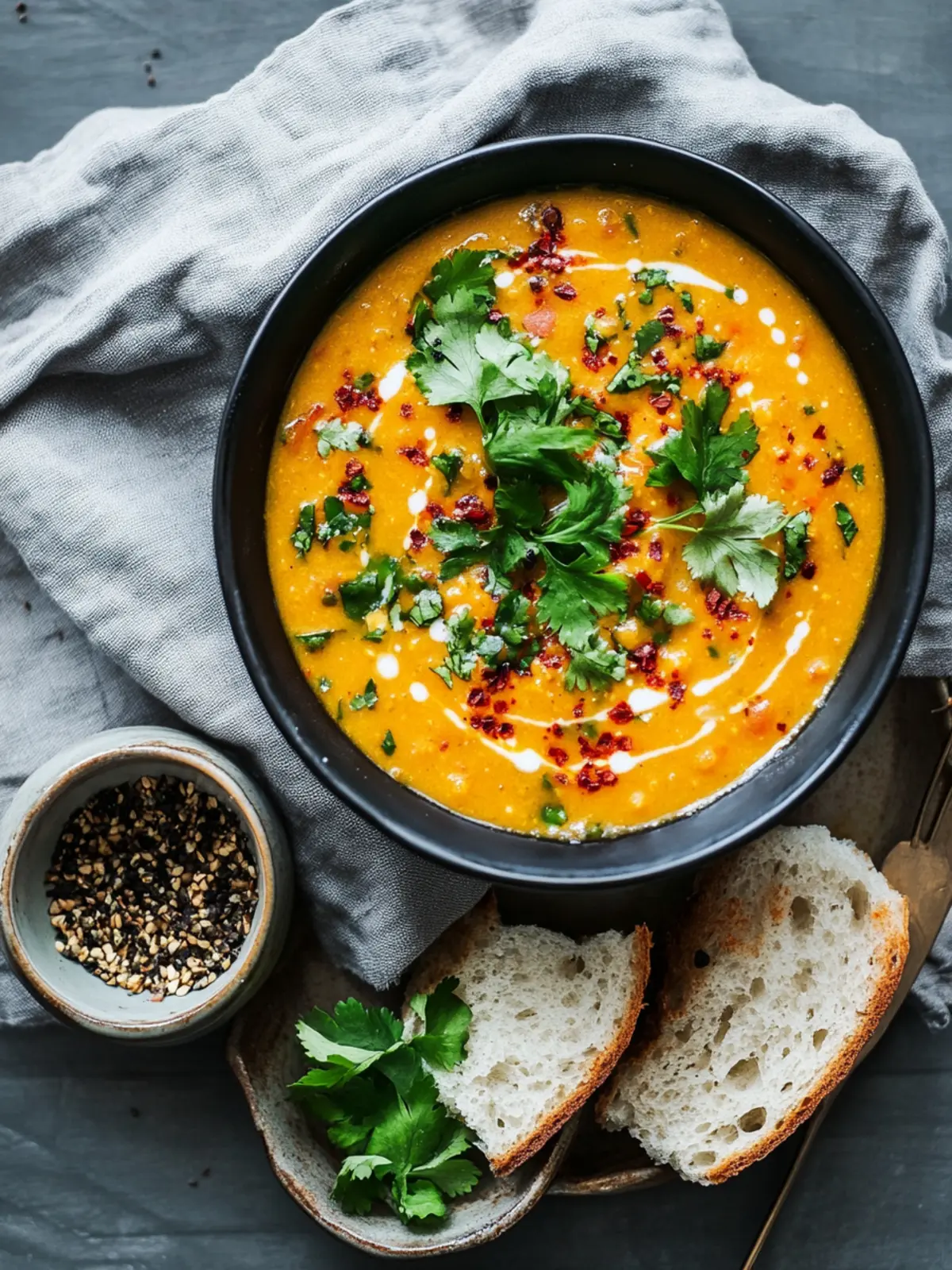 Curry-Kokos-Suppe mit roten Linsen