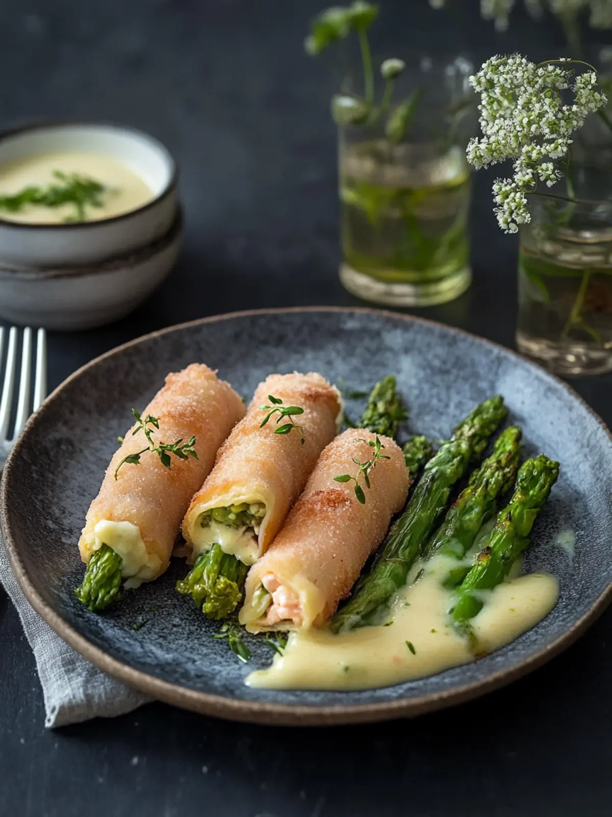 Spargel Cordon Bleu mit grünem Spargel