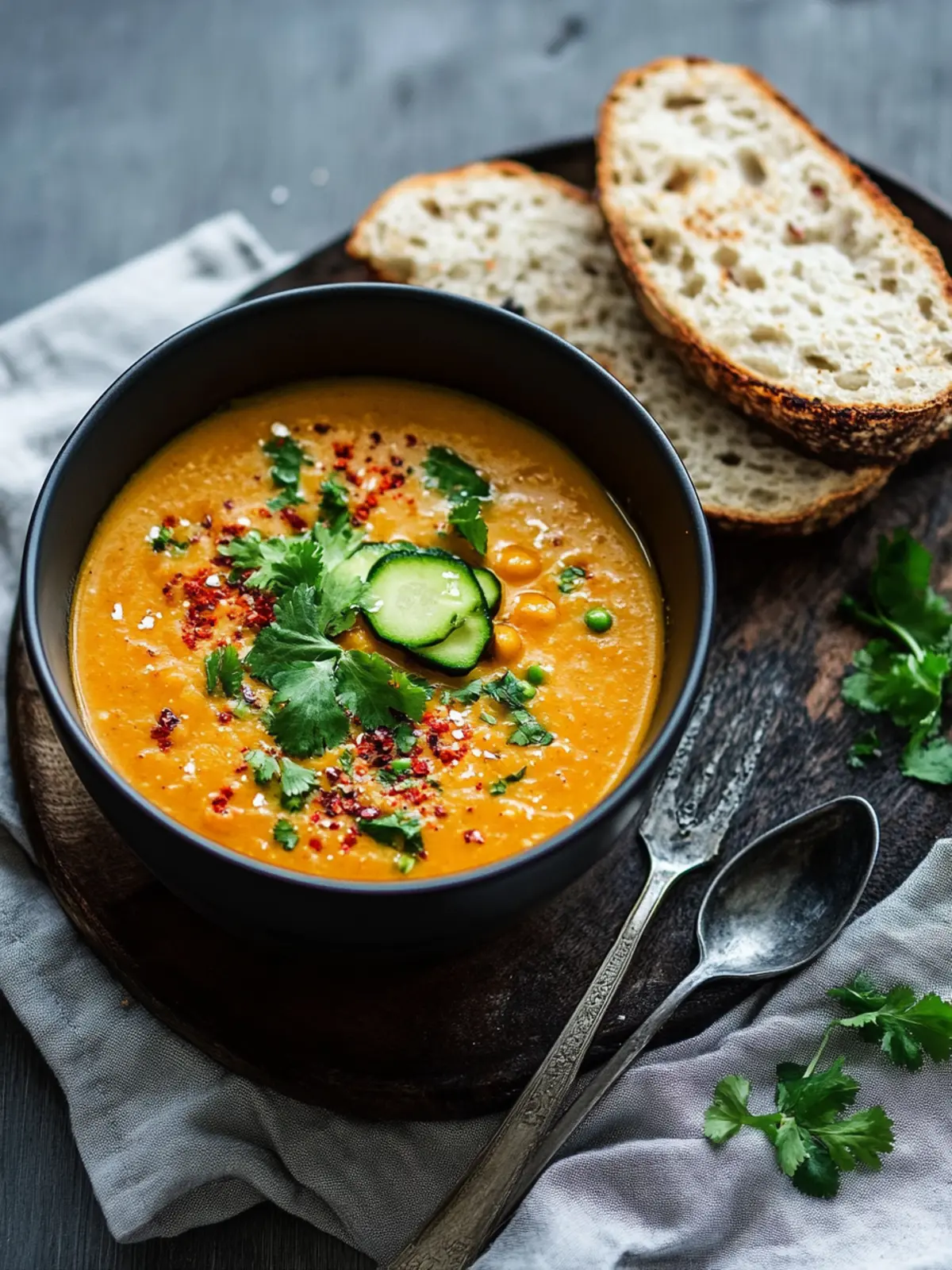 Curry-Kokos-Suppe mit roten Linsen