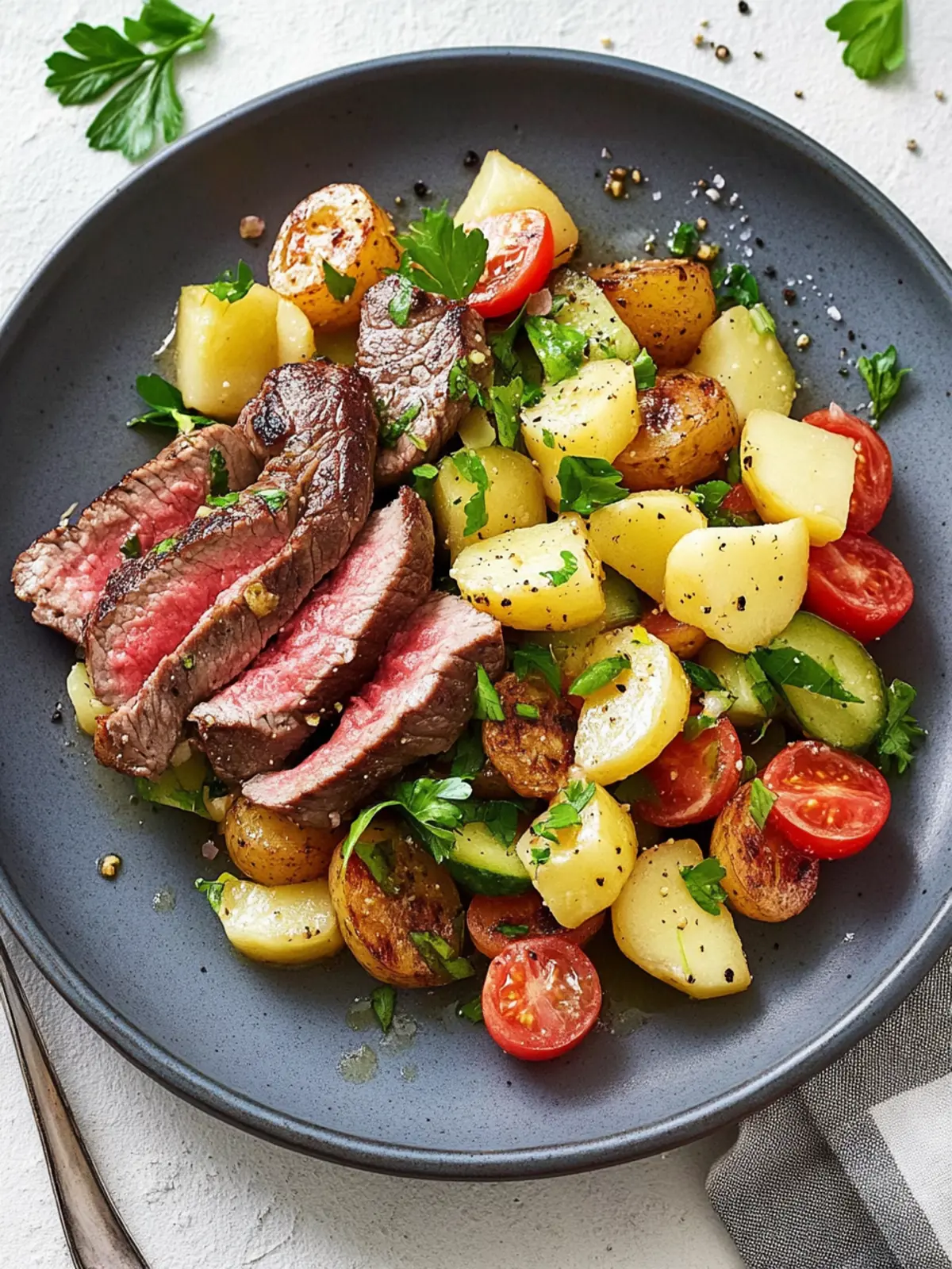Kartoffelsalat mit Hüftsteak