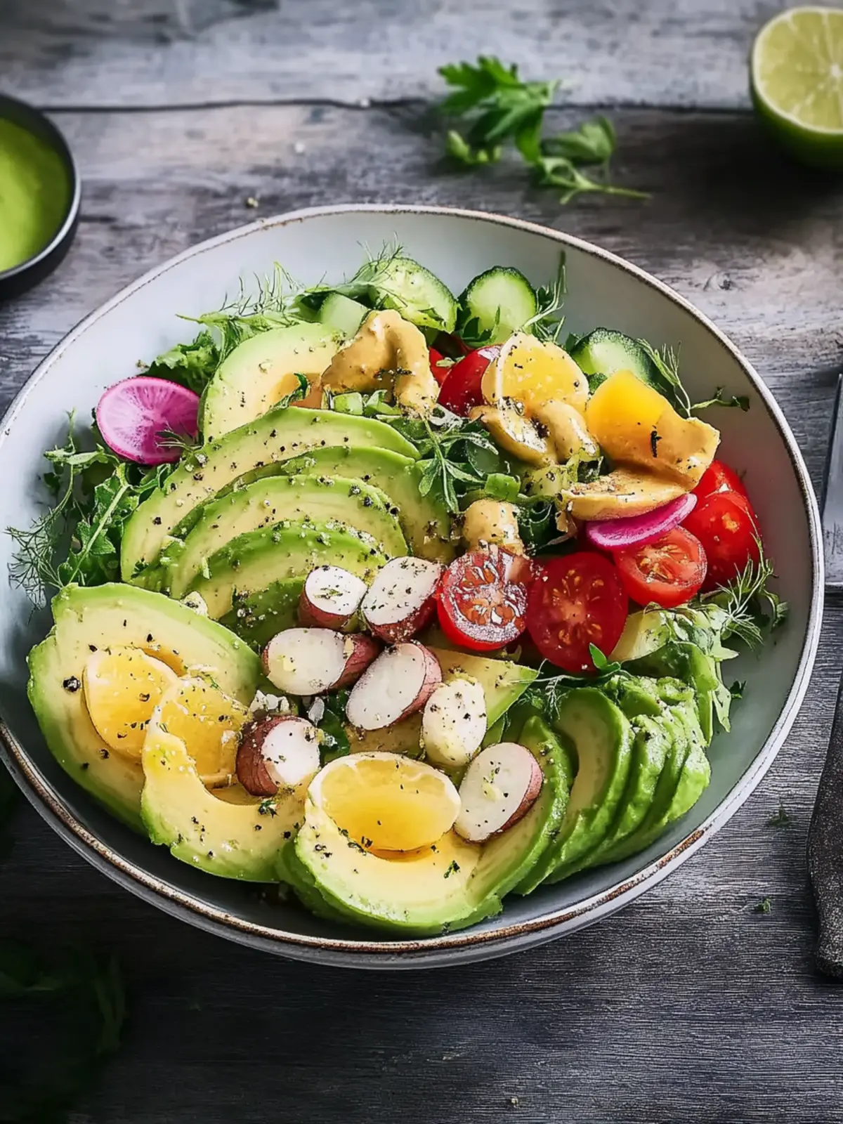 Avocado-Hähnchen-Salat mit Limetten-Dressing