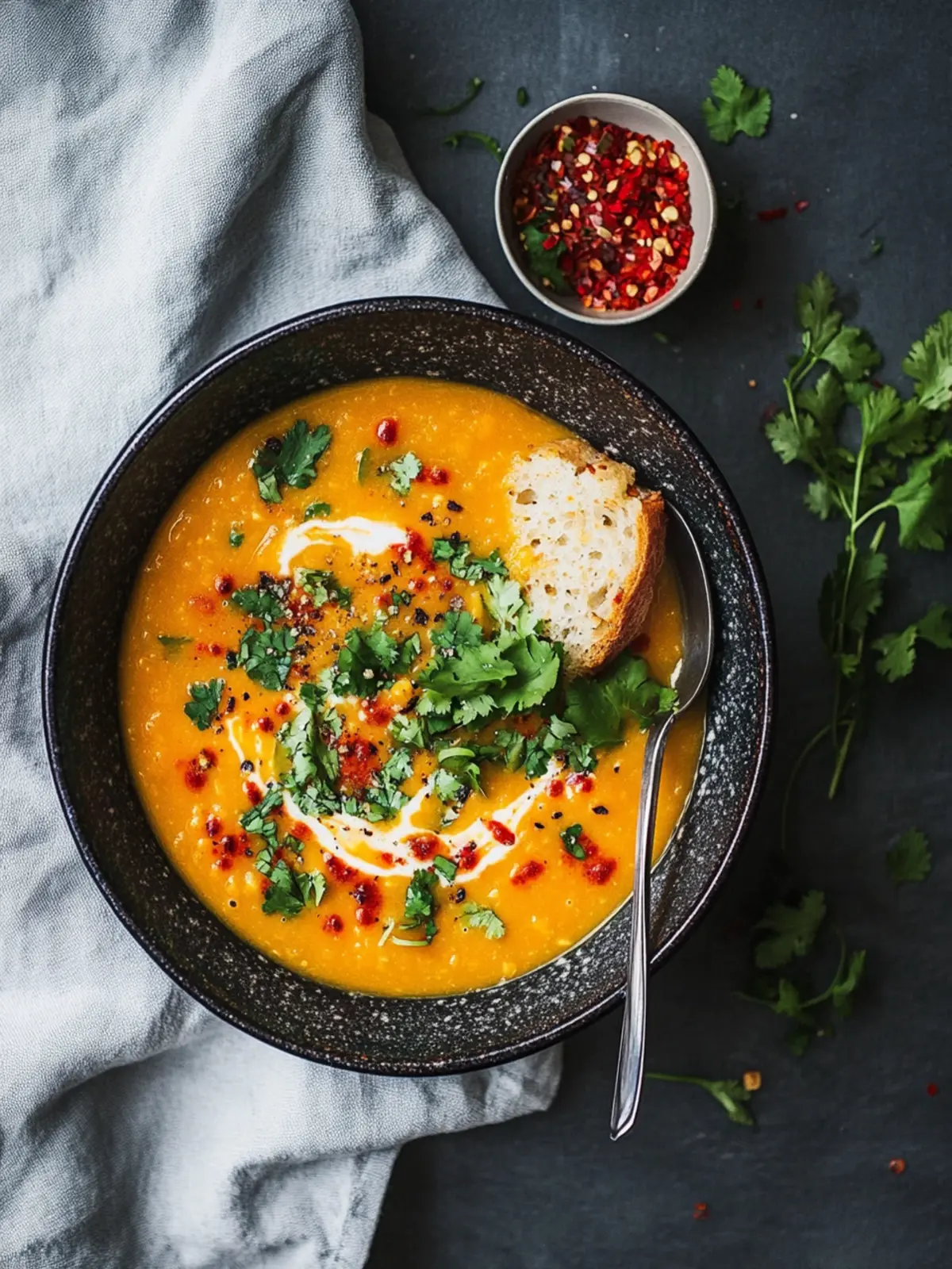 Curry-Kokos-Suppe mit roten Linsen