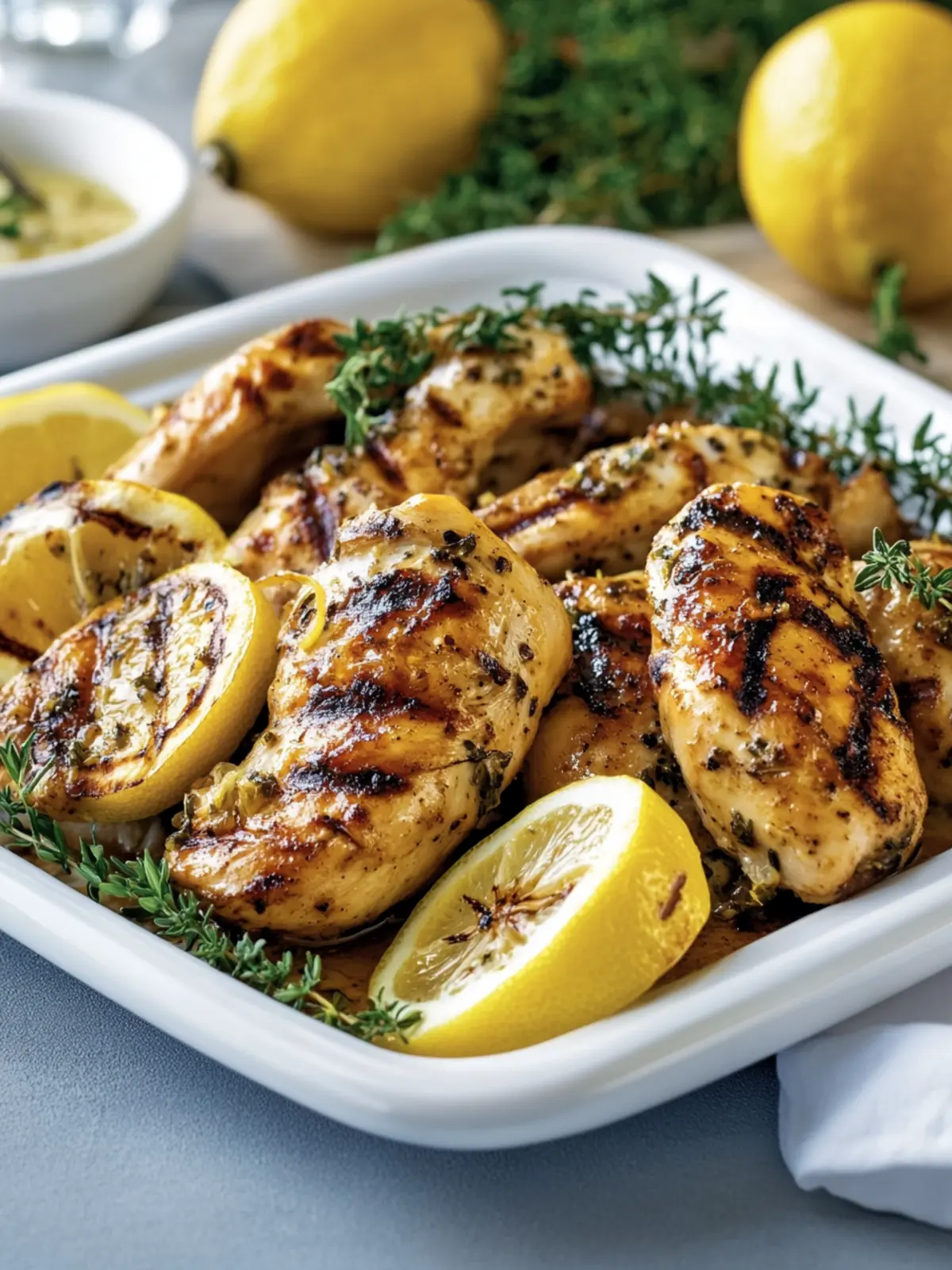 Grilled lemon chicken: fresh, tender and full of flavors