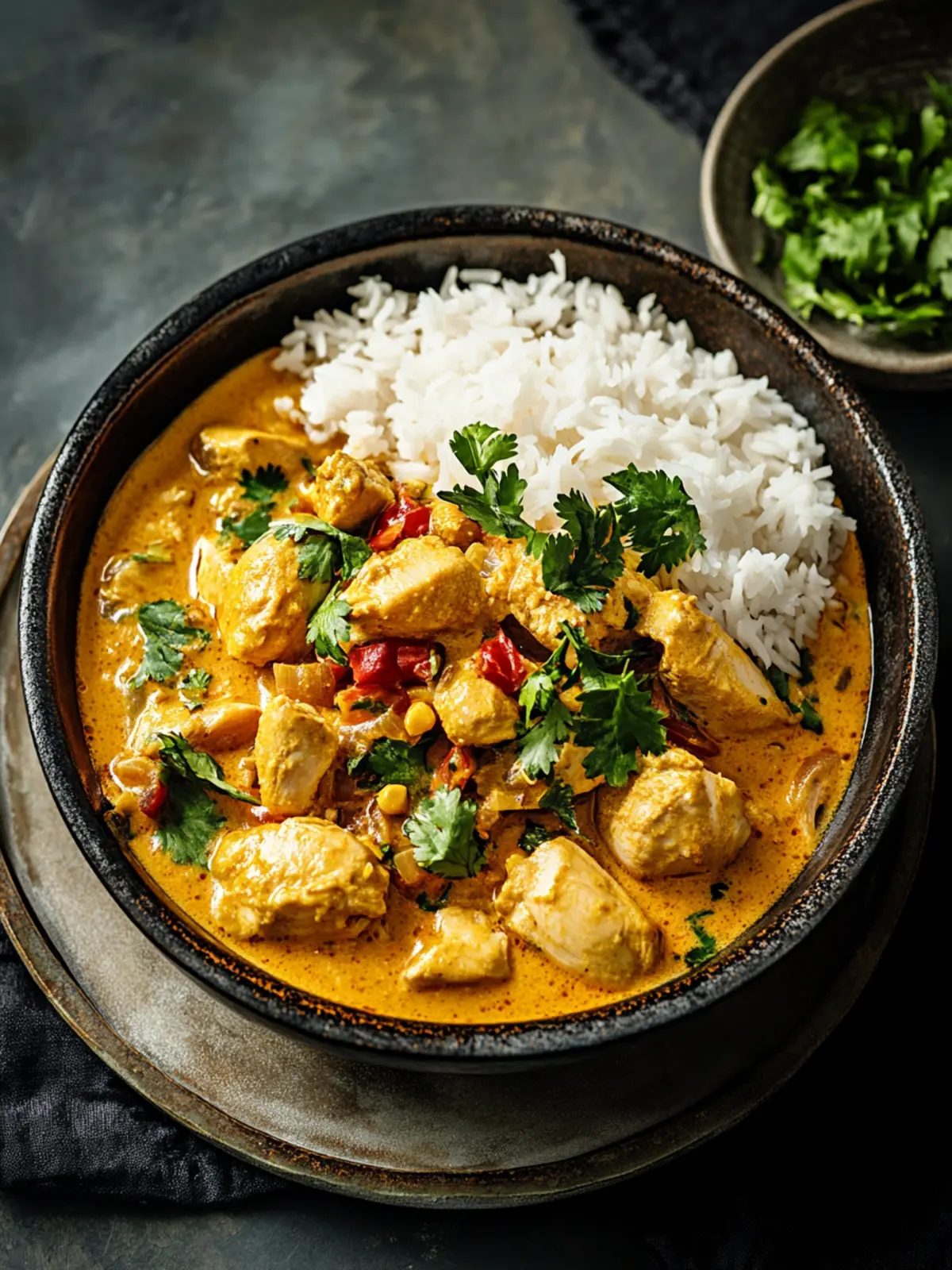 This chicken curry becomes particularly creamy due to an extra ingredient