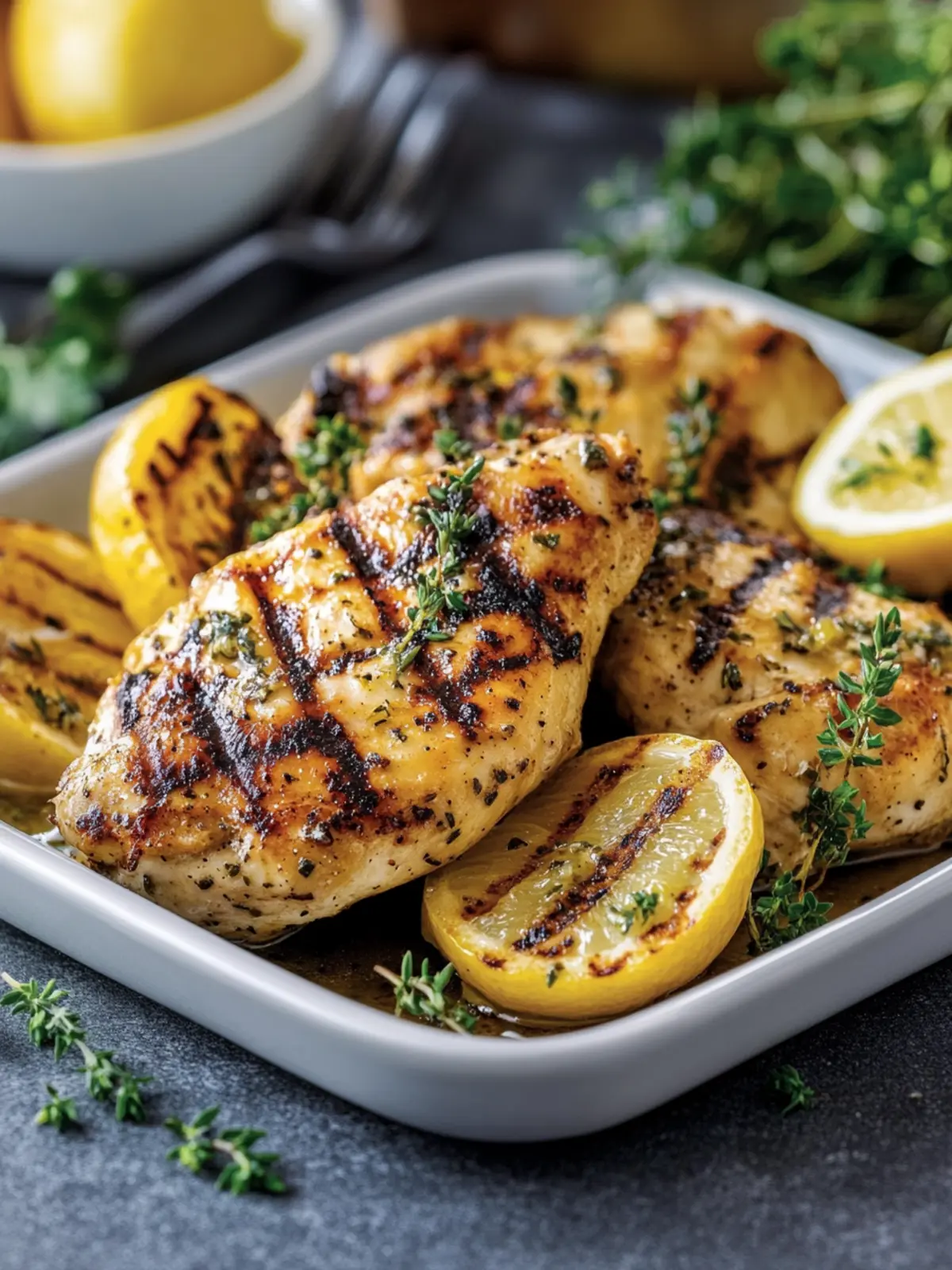 Grilled lemon chicken: fresh, tender and full of flavors