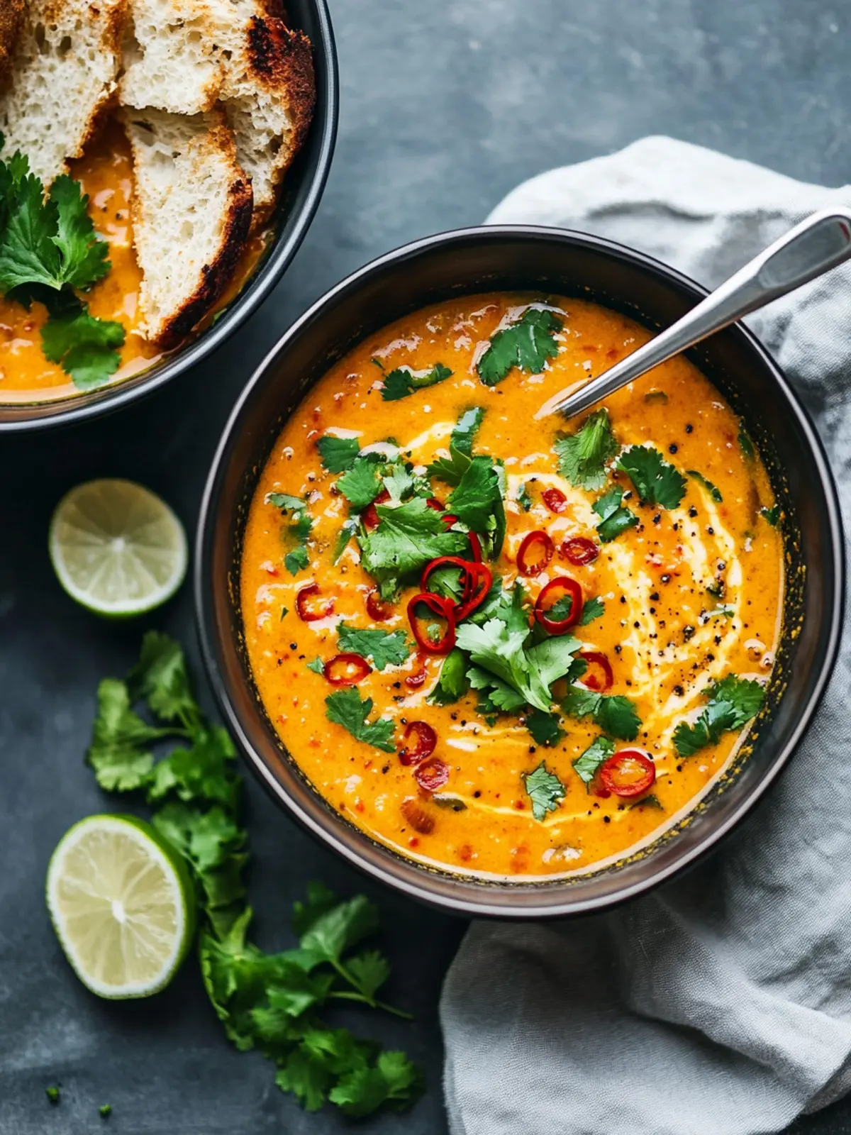 Curry-Kokos-Suppe mit roten Linsen