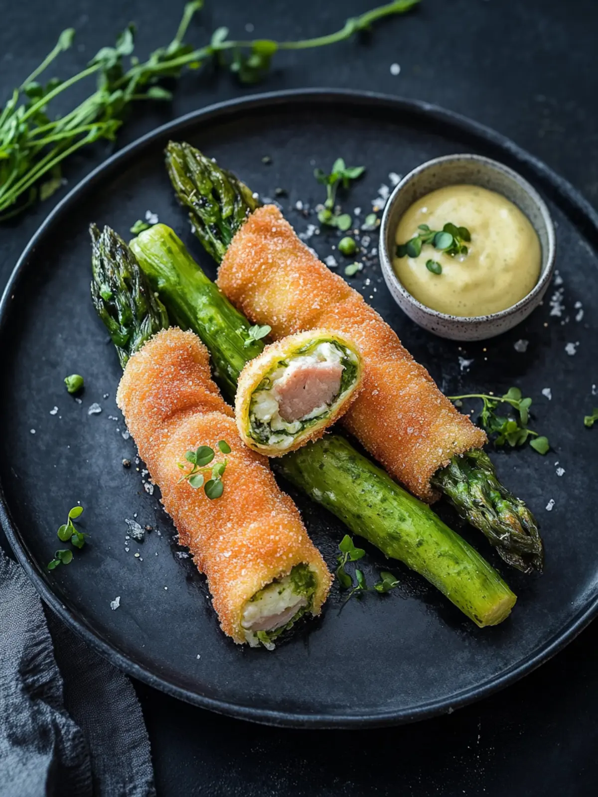 Spargel Cordon Bleu mit grünem Spargel