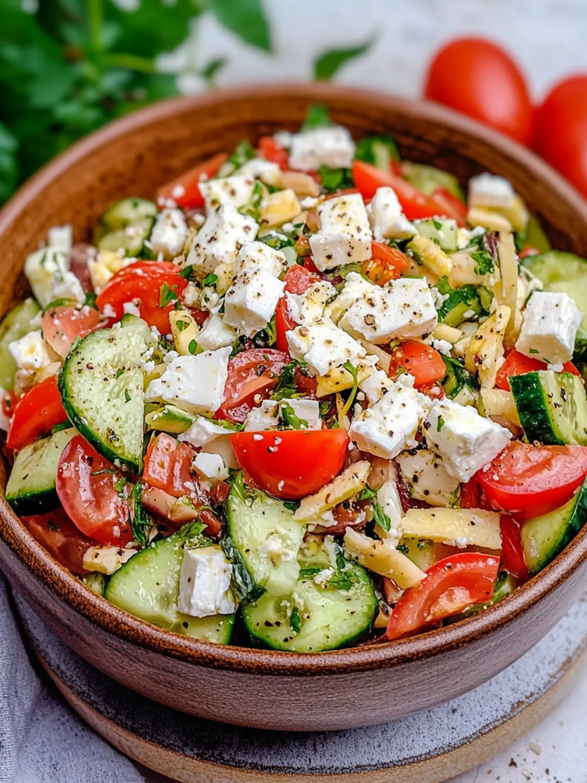 Simple Kritharaki salad with feta