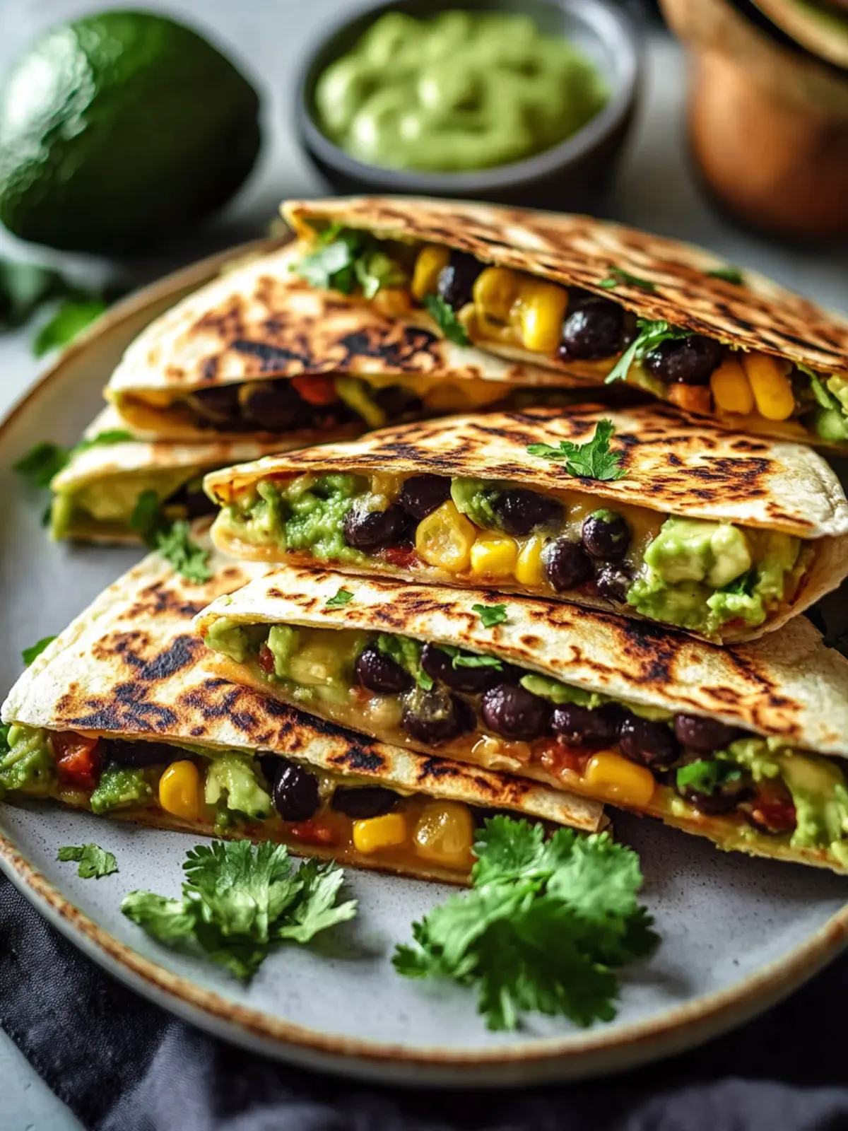 Vegane Quesadillas mit schwarzen Bohnen und Avocado Rezept