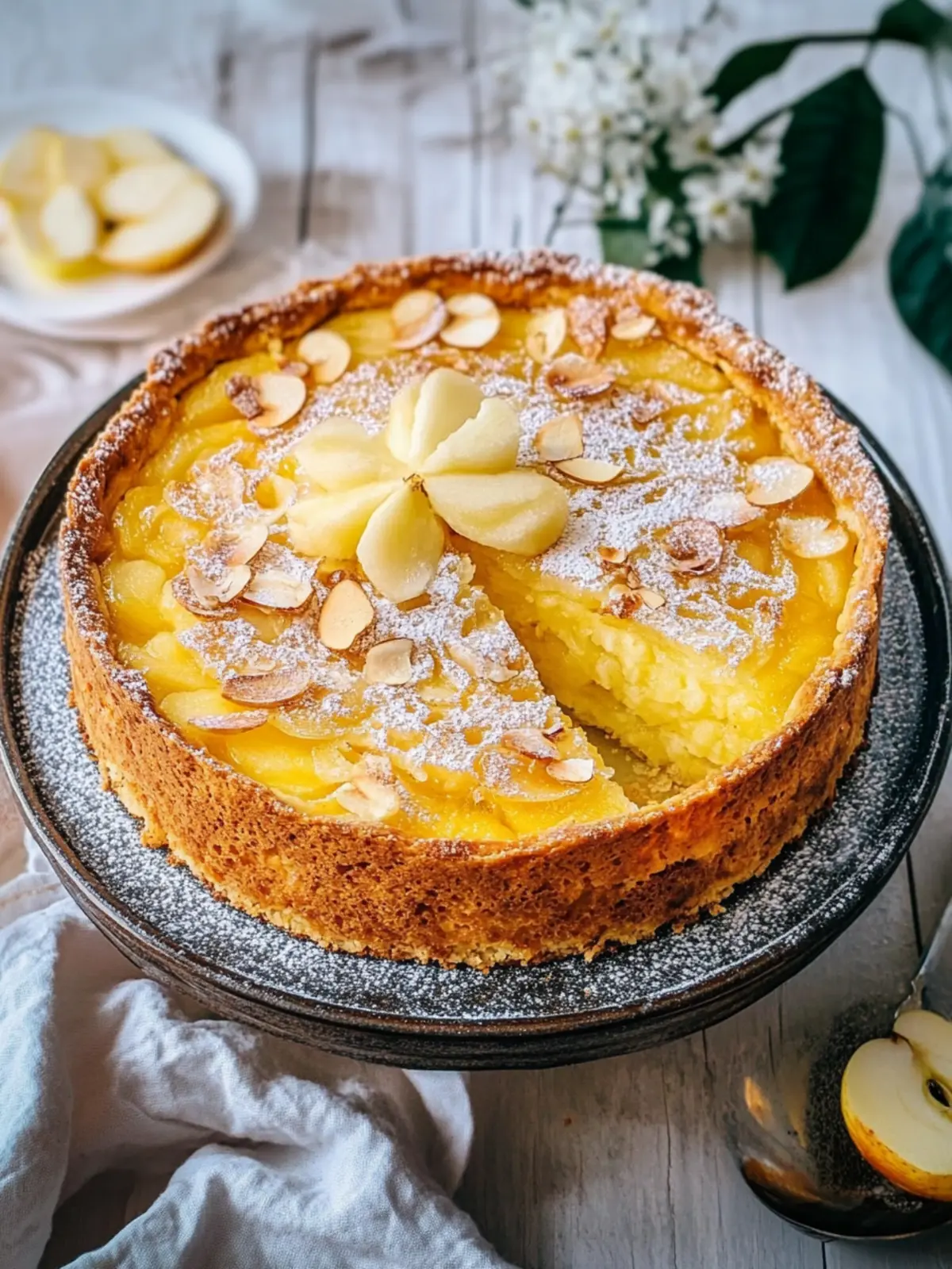 Apfelkuchen mit Pudding