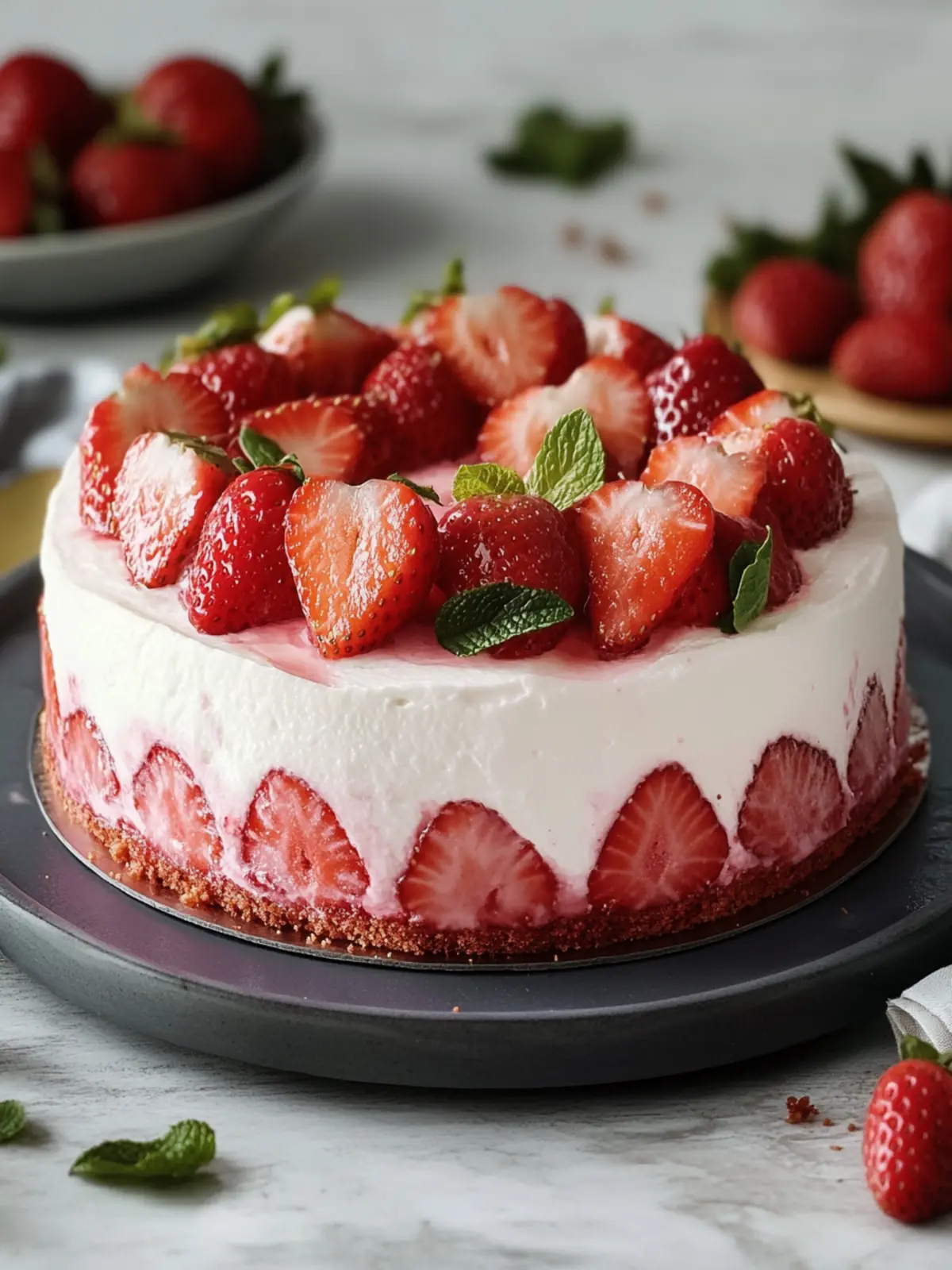 This creamy strawberry cake you make completely without oven