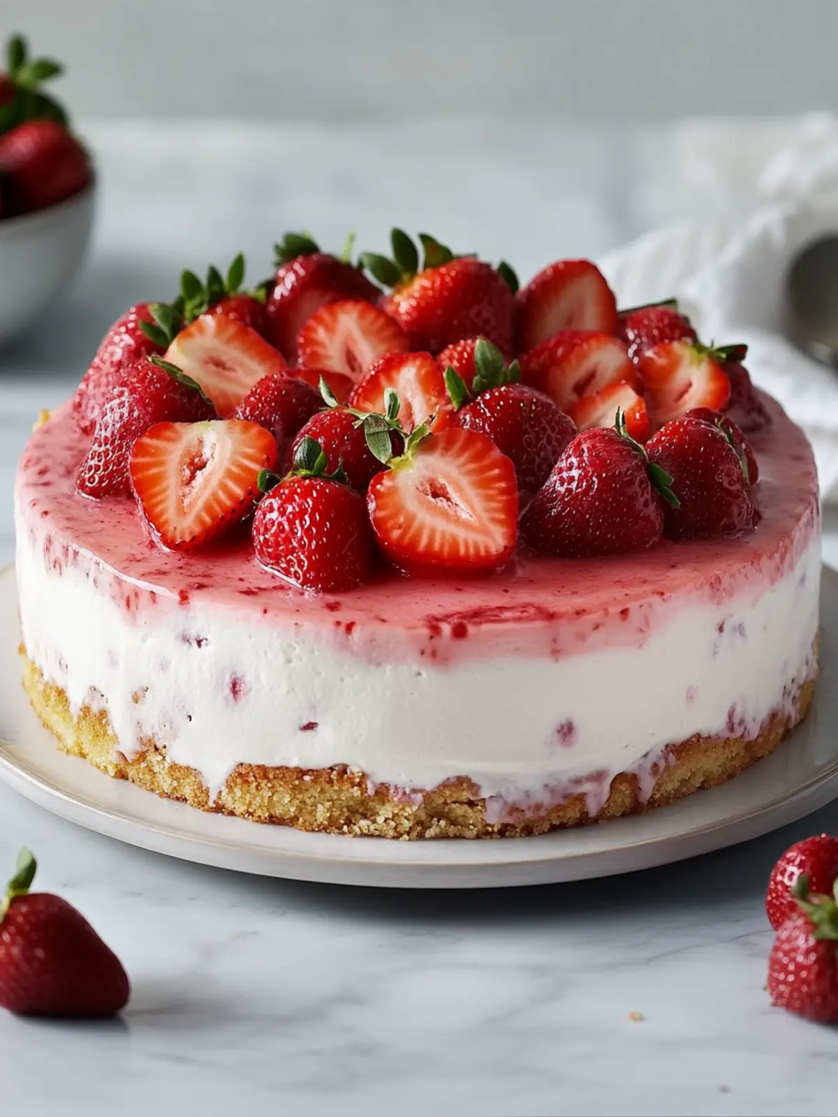 This creamy strawberry cake you make completely without oven