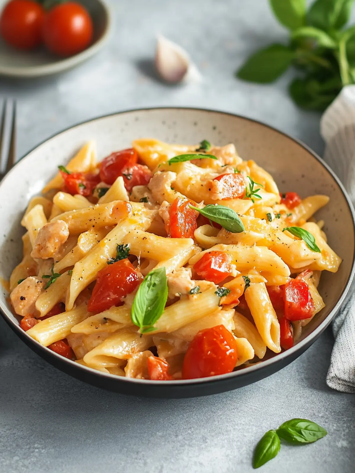 Pasta mit Huhn und Tomaten