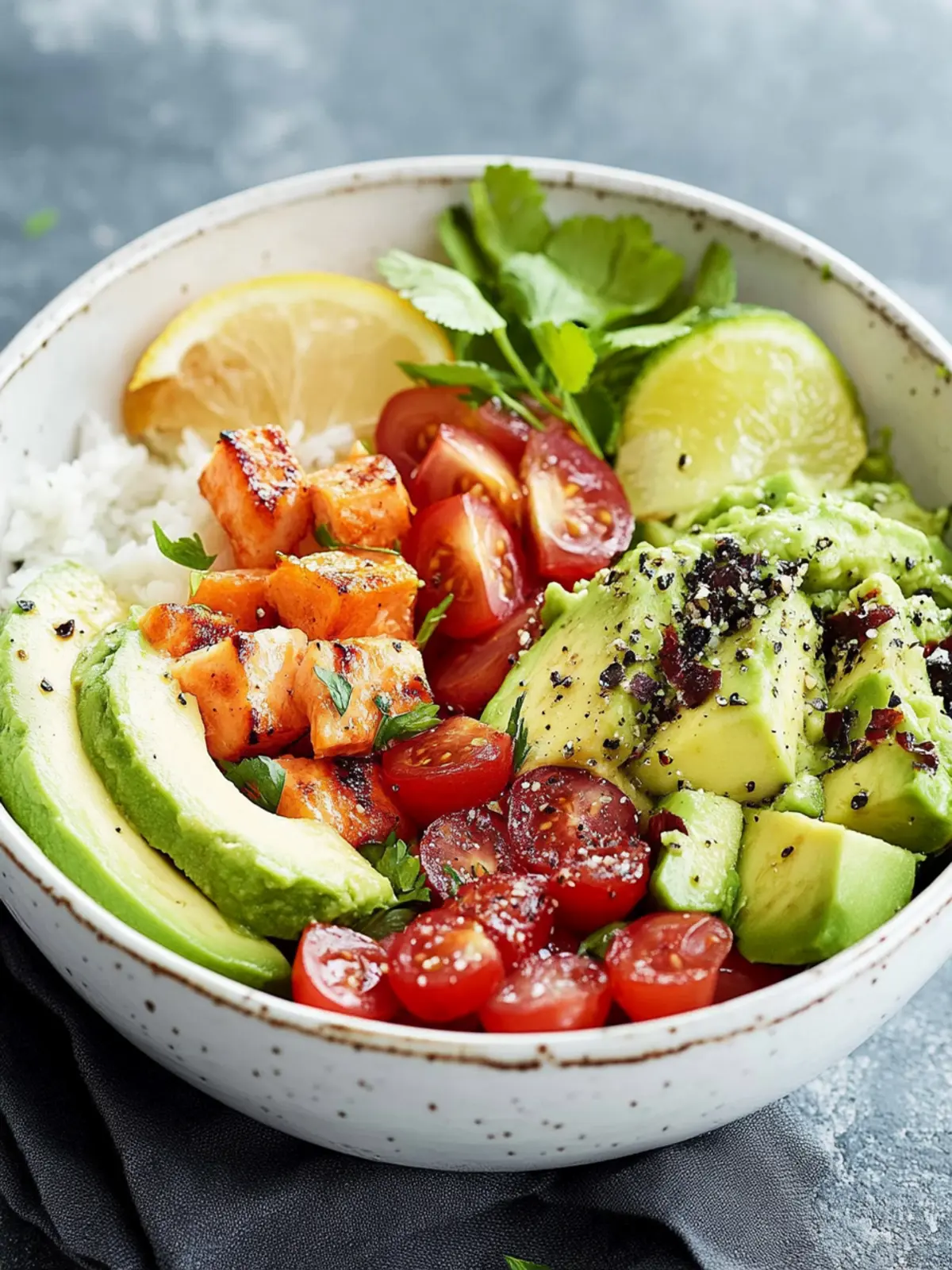 Die schnellste Power-Avocado-Hähnchen-Bowl