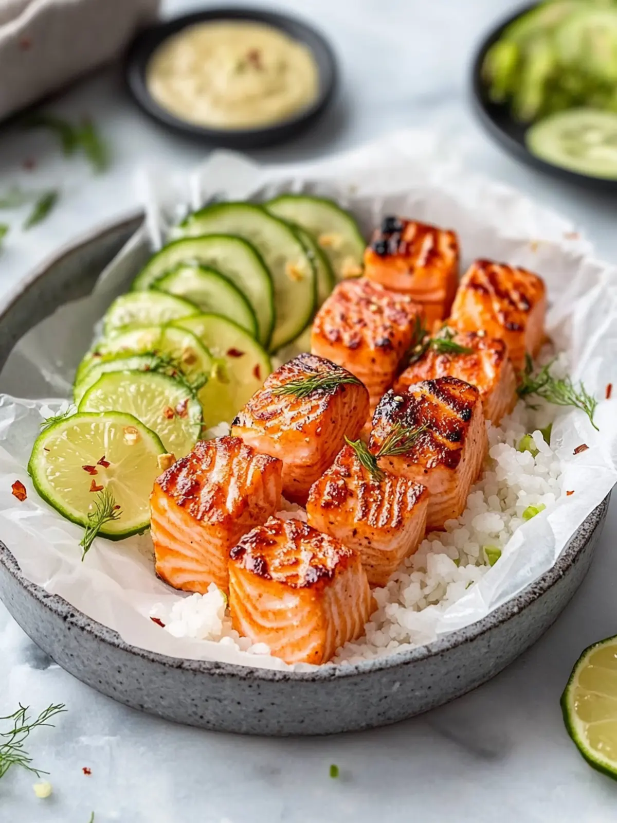 Diese Bang Bang Lachs Häppchen treffen den Spot