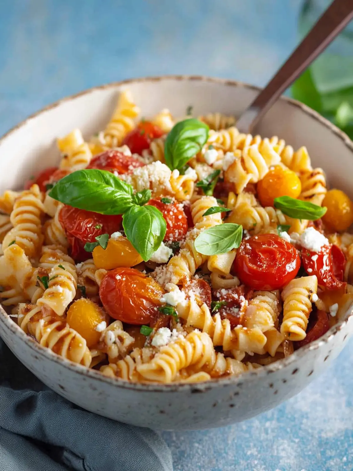 Mediterraner Nudelsalat mit Tomatendressing – einfach und lecker