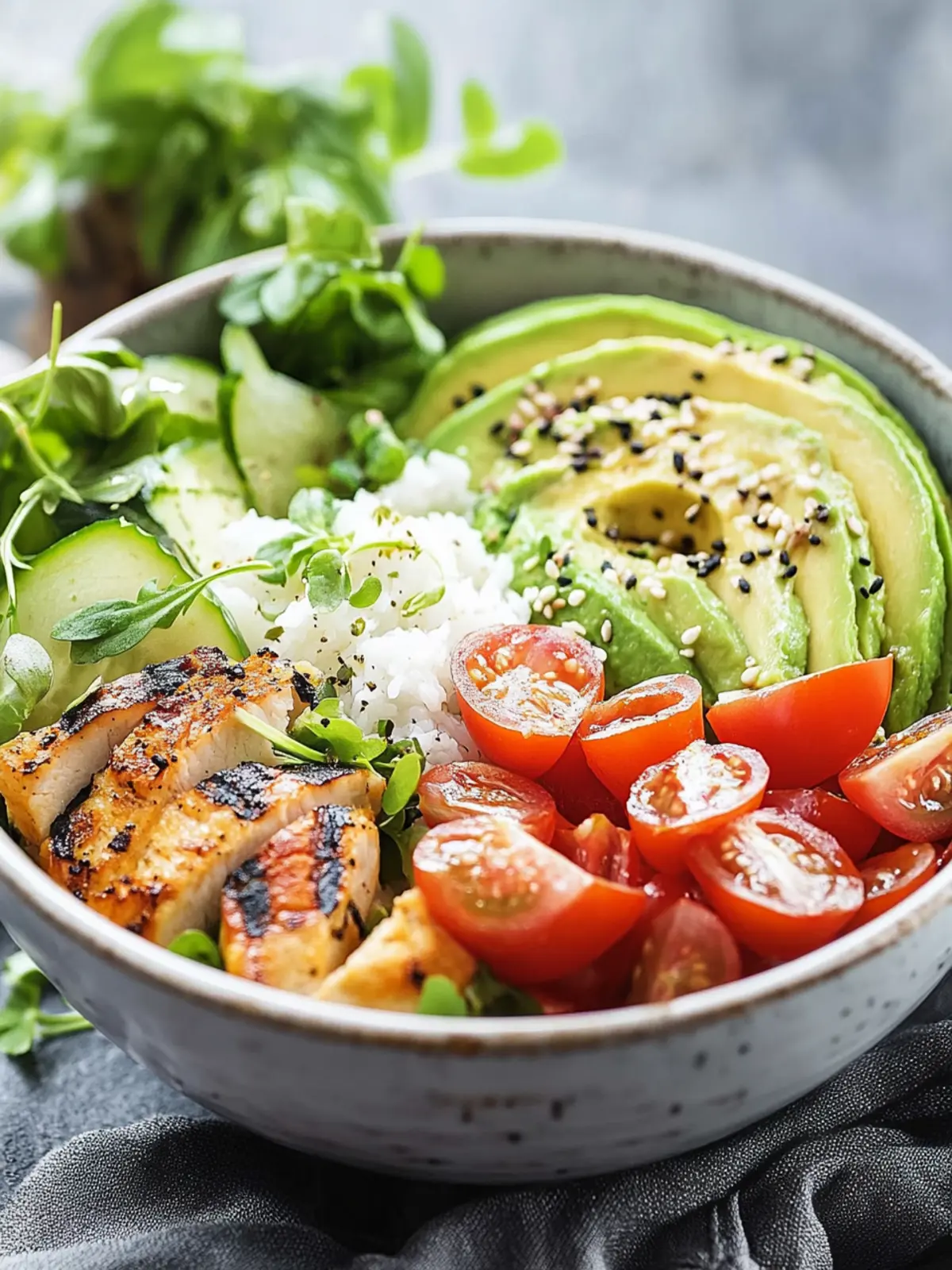 Die schnellste Power-Avocado-Hähnchen-Bowl
