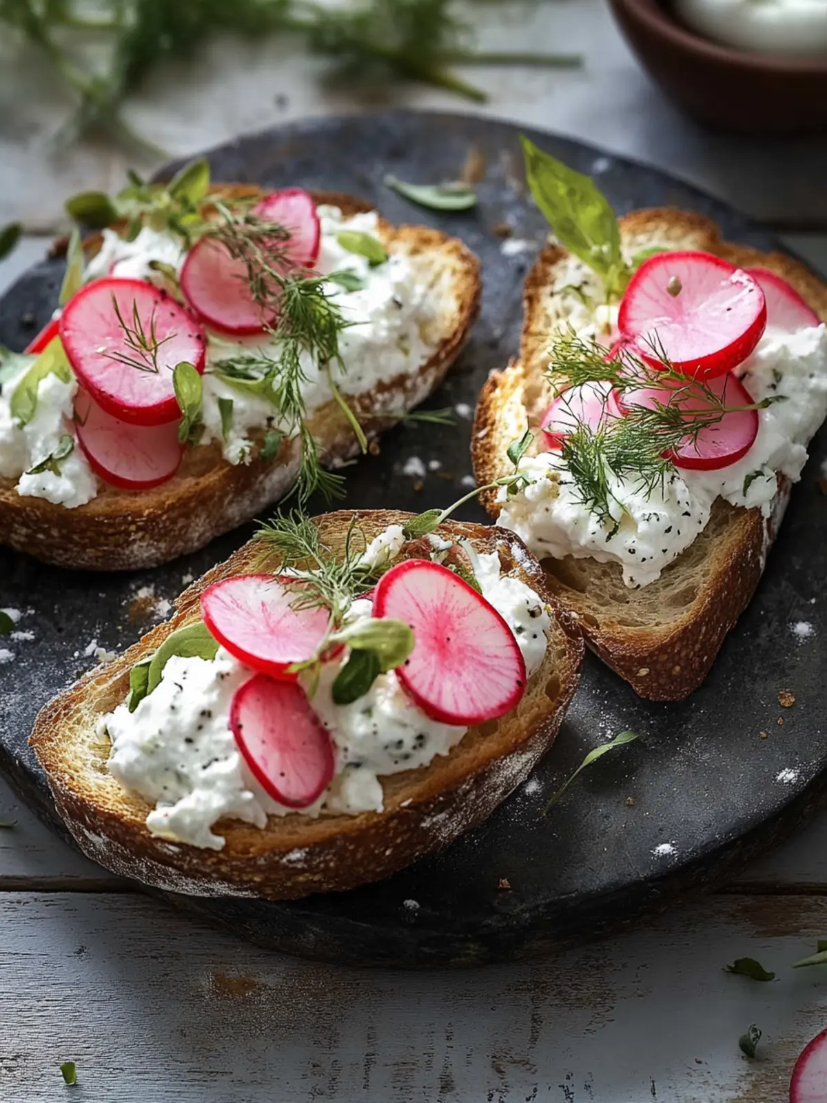 Laktosefreie Kresse-Radieschen-Crostini