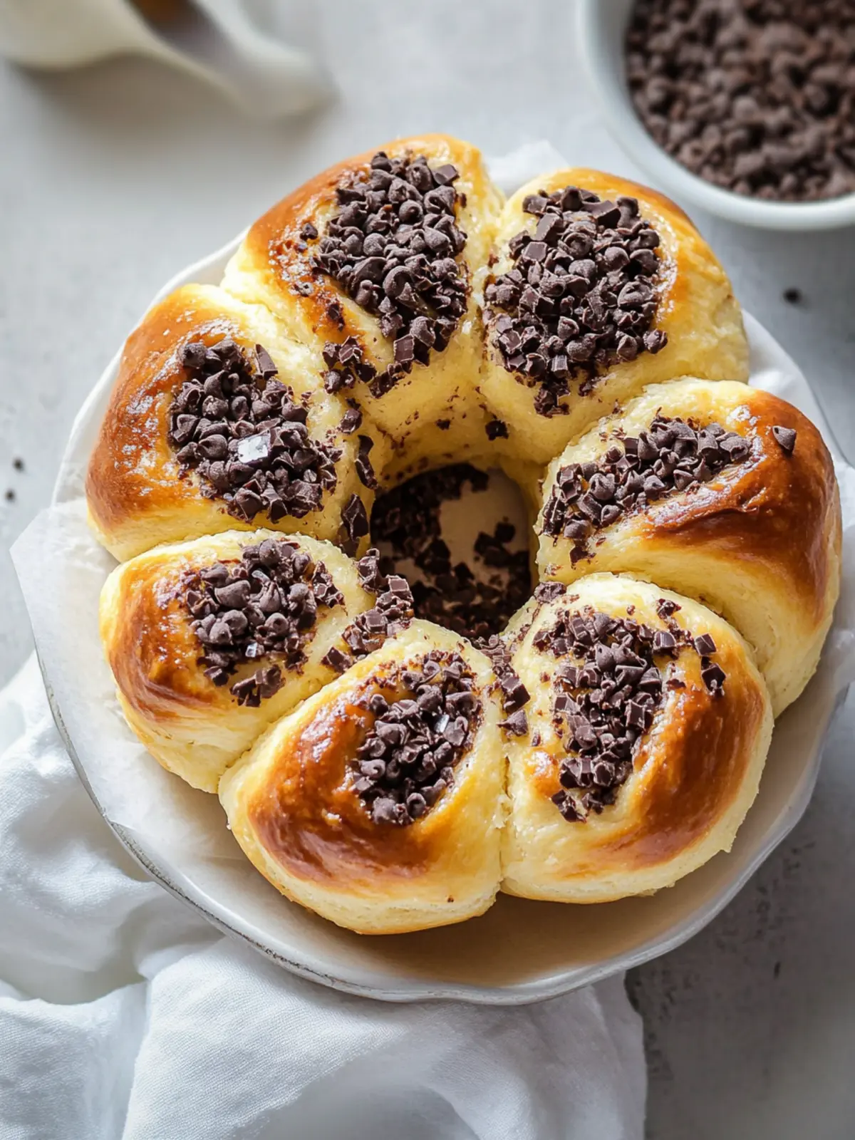 Fluffy and soft chocolate rolls made from yeast dough