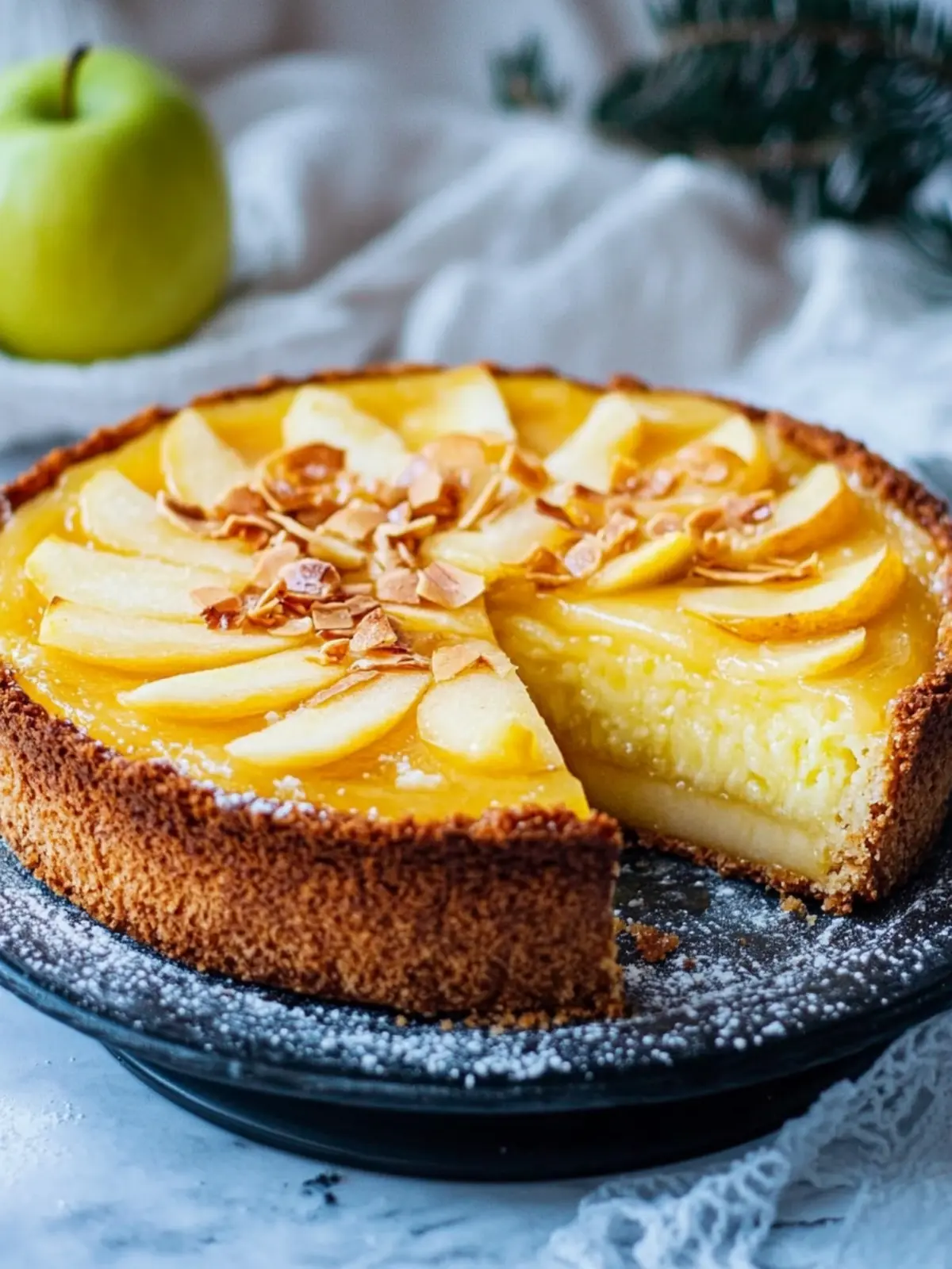 Apfelkuchen mit Pudding