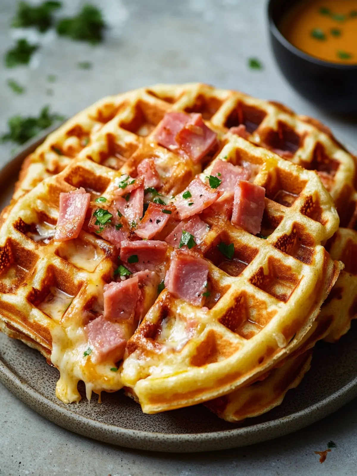 Gefüllte Pizzawaffeln mit Schinken und Käse: unschlagbar lecker