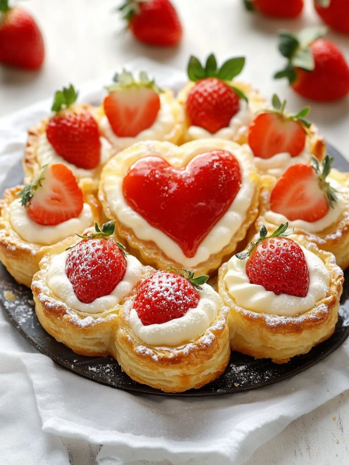 Strawberry time with heart: puff pastry, vanilla pudding & a lot of love